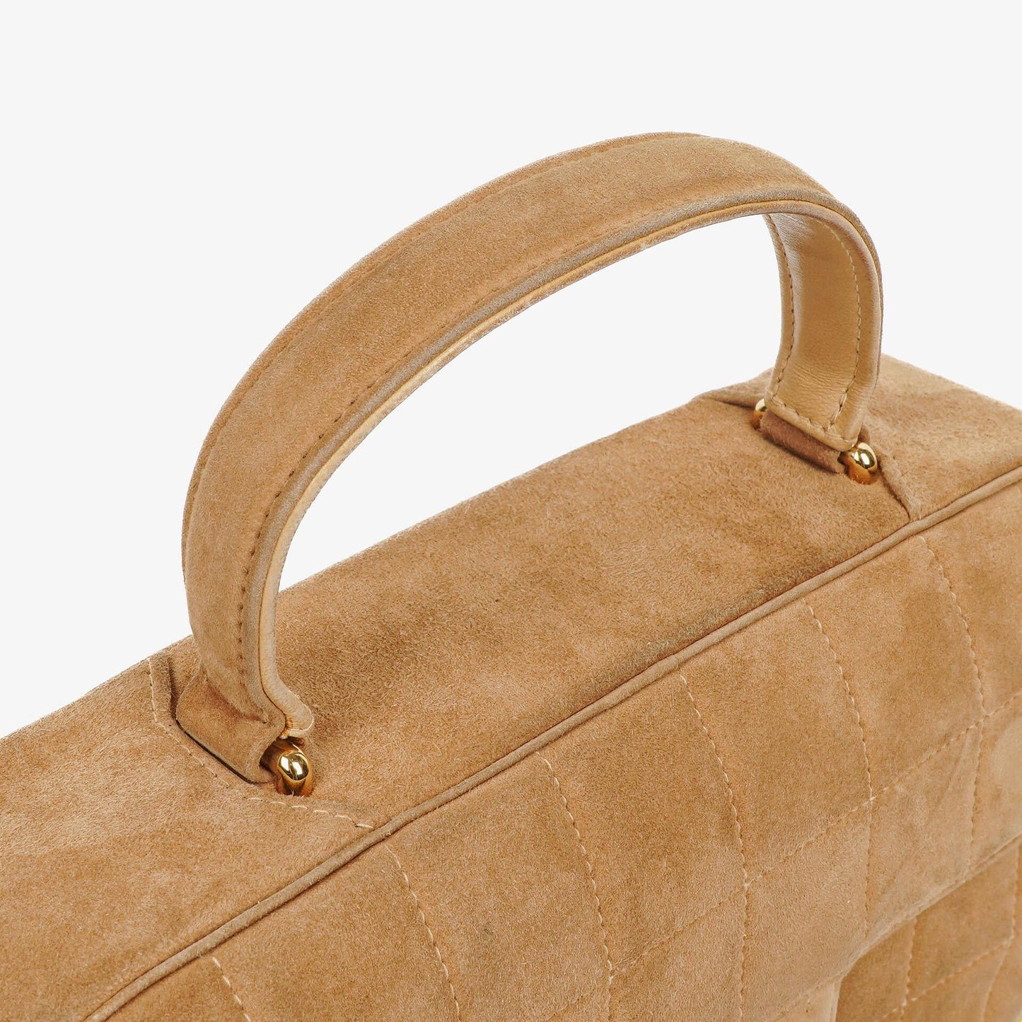Chanel Chocolate Bar Yellow/Beige Suede Top Handle Flap Bag