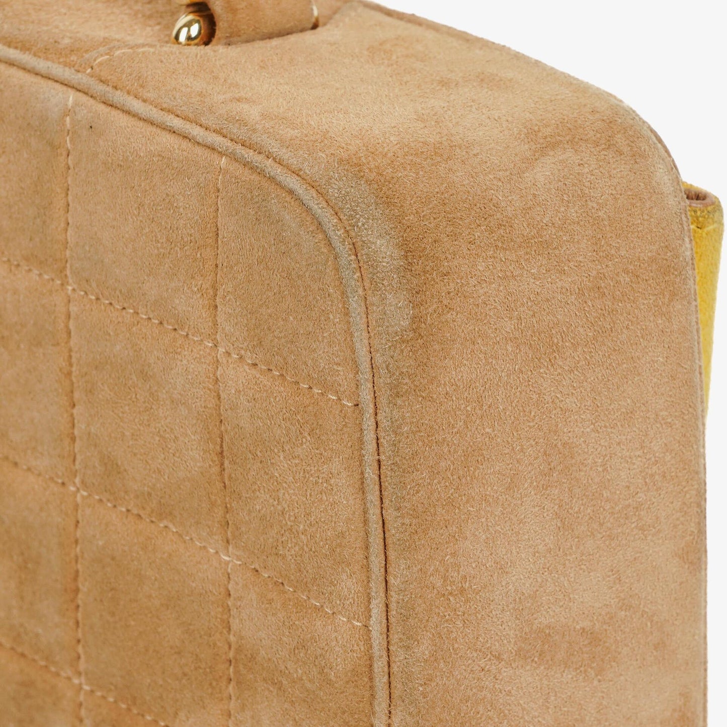 Chanel Chocolate Bar Yellow/Beige Suede Top Handle Flap Bag