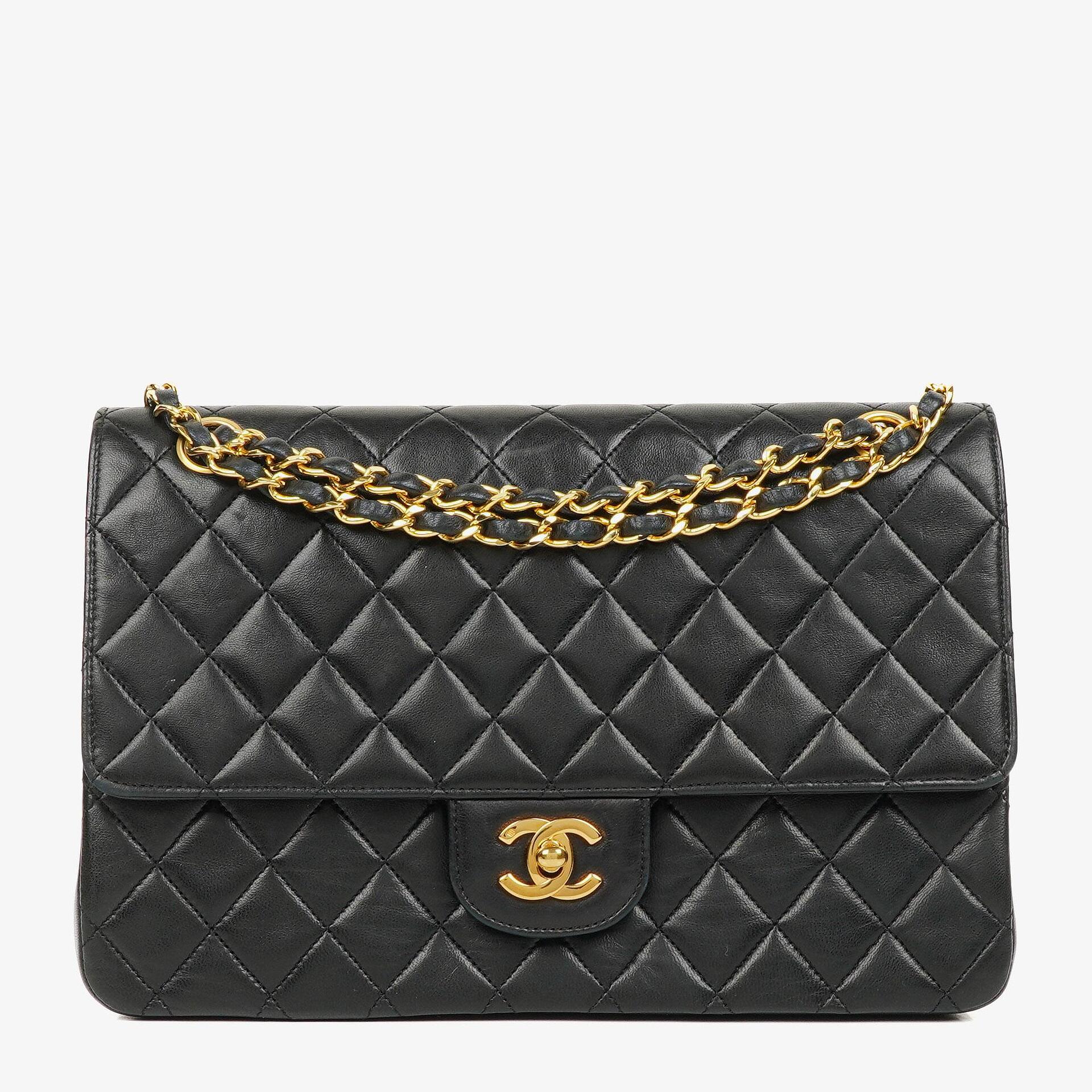Chanel Classic Black Quilted Lambskin Double Flap Bag With 24K Gold-Plated Hardware