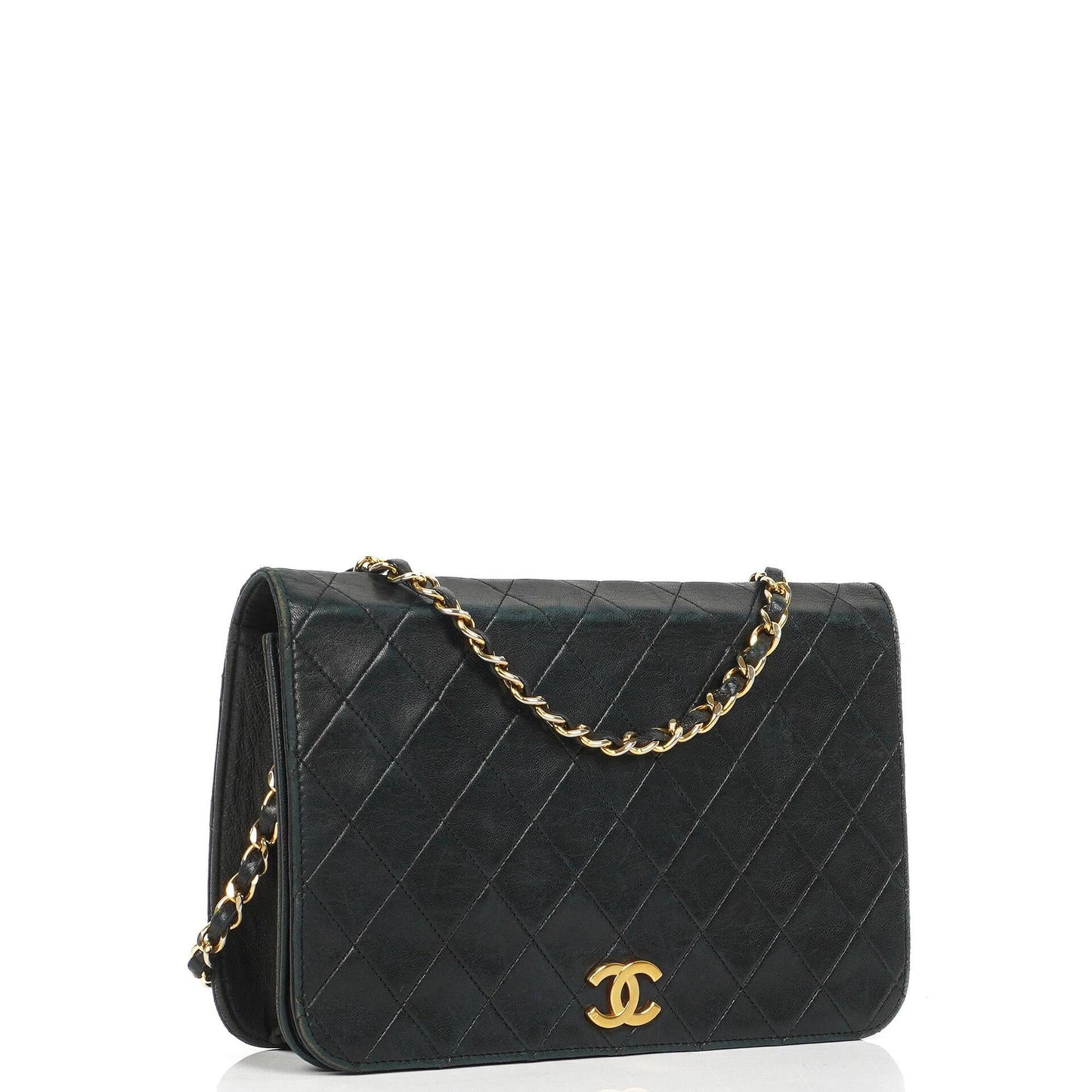 Chanel Classic Black Quilted Lambskin Full Flap Bag With 24K Gold-Plated Hardware