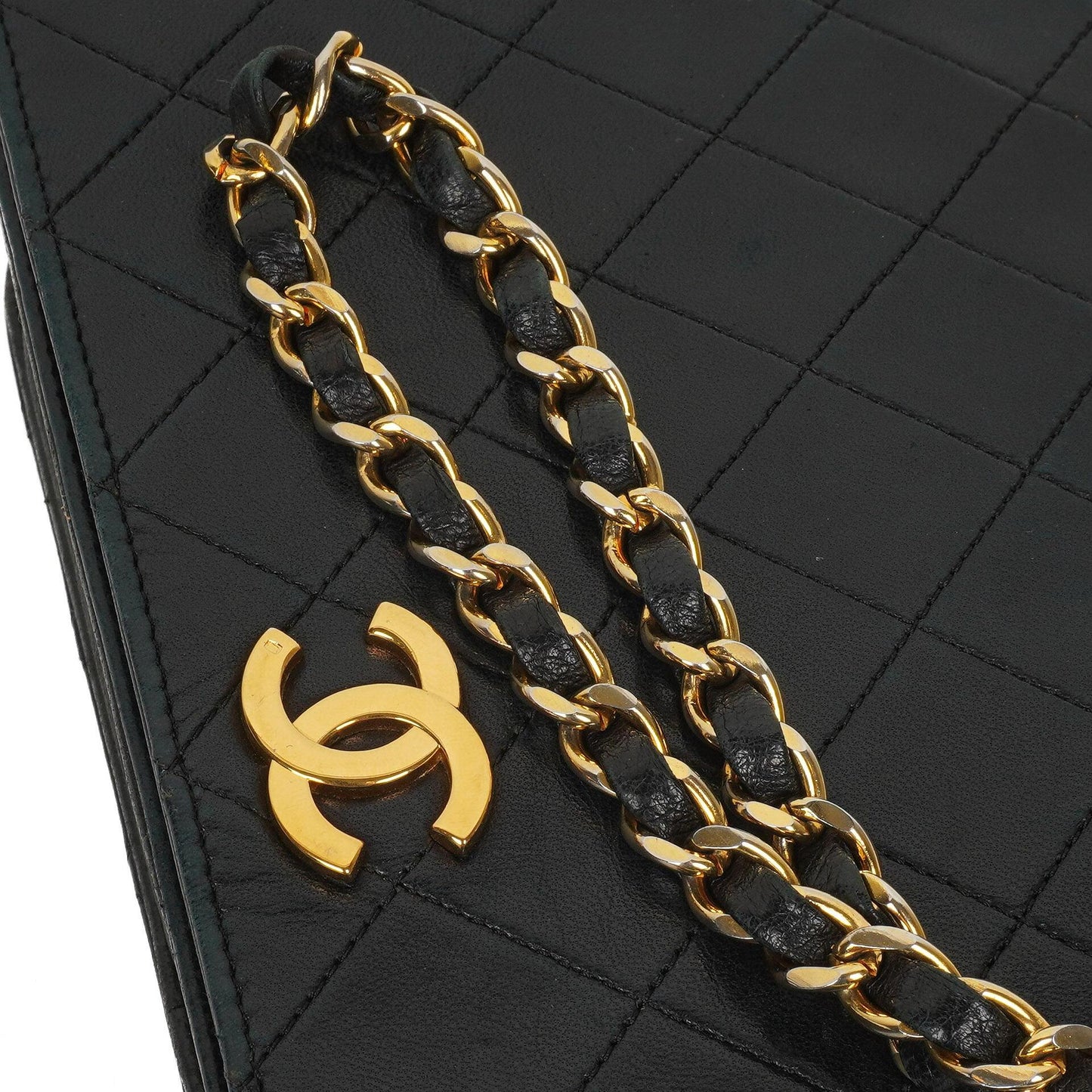 Chanel Classic Black Quilted Lambskin Full Flap Bag With 24K Gold-Plated Hardware