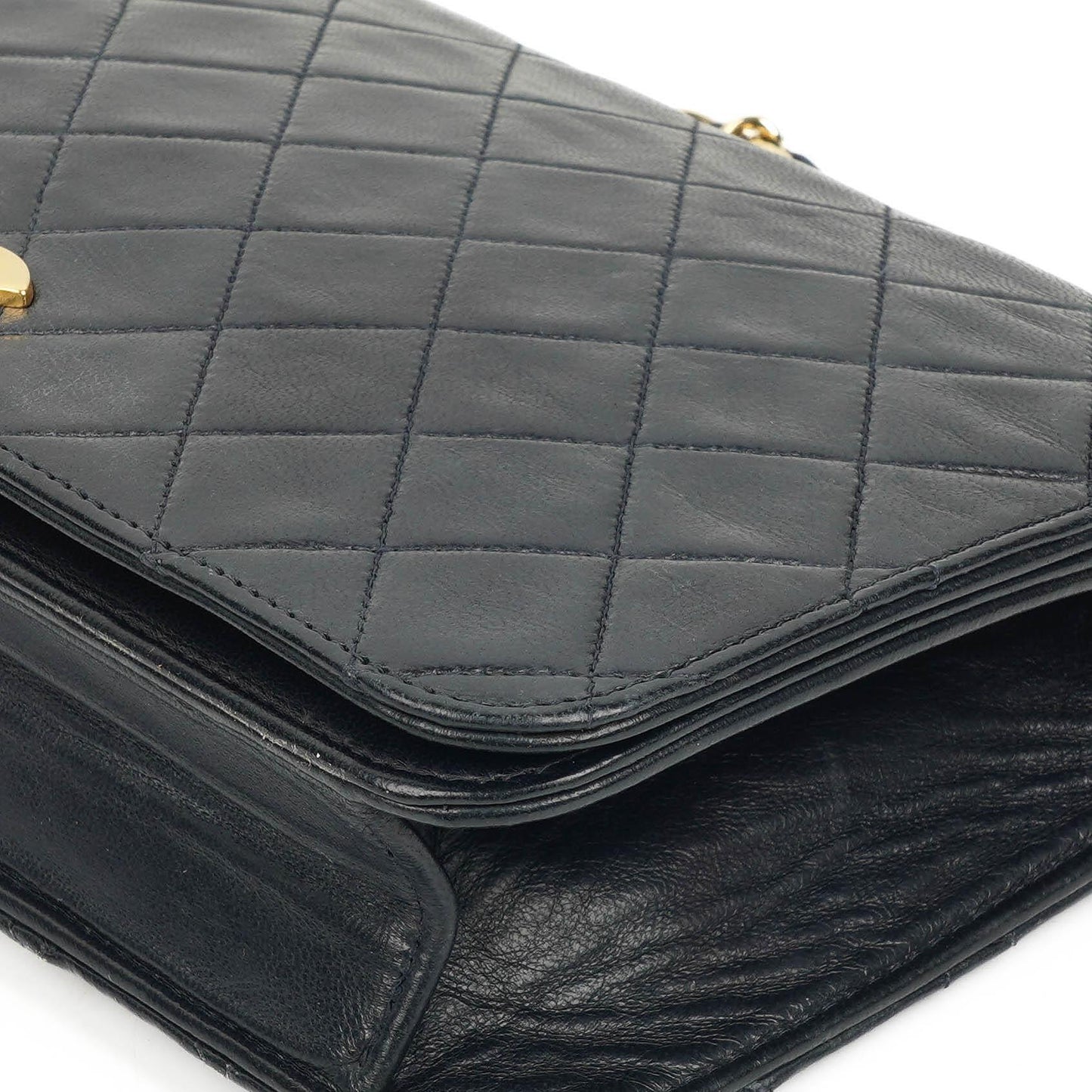 Chanel Classic Black Quilted Lambskin Full Flap Bag With Gold-Tone Hardware