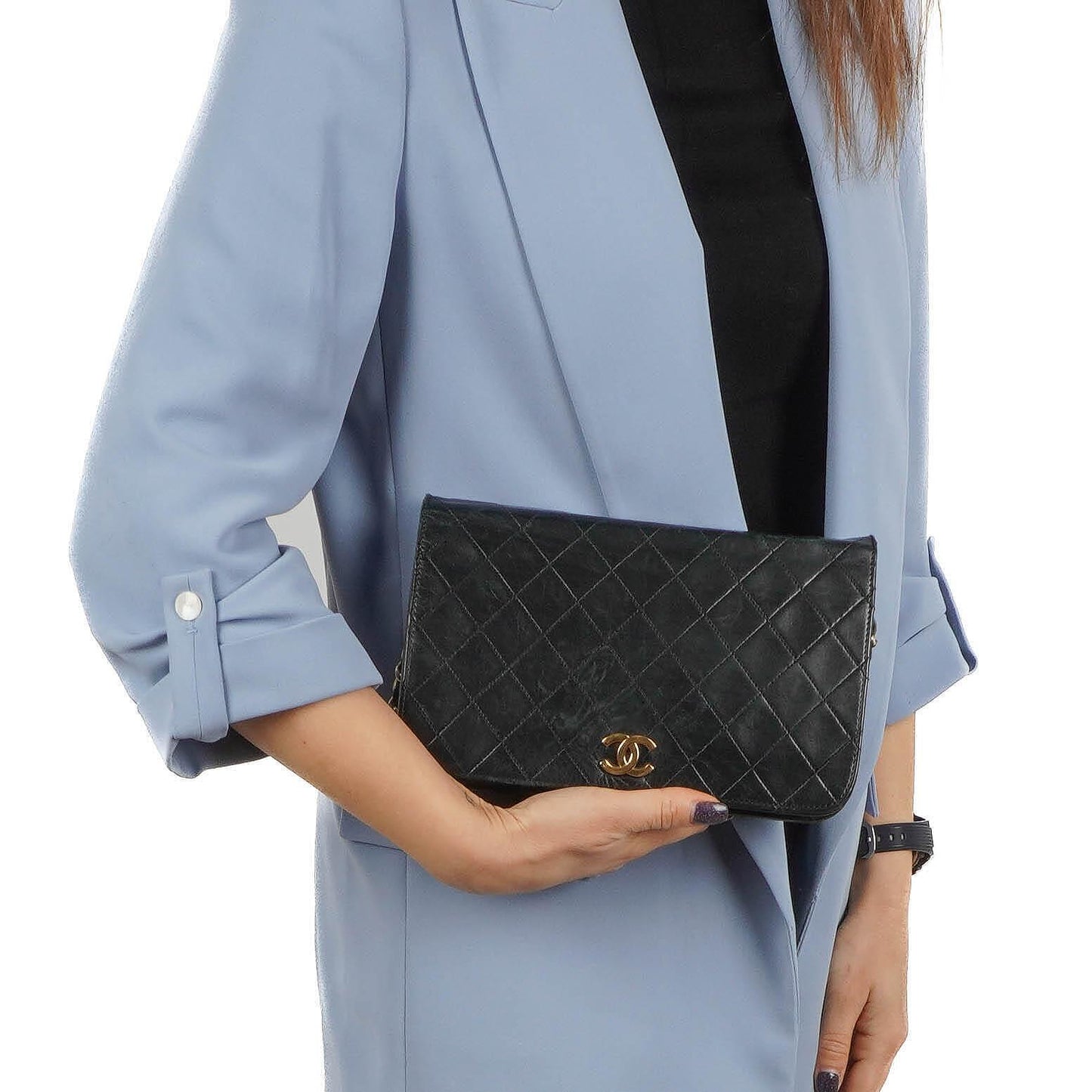 Chanel Classic Black Quilted Lambskin Full Flap With 24K Gold-Plated Hardware