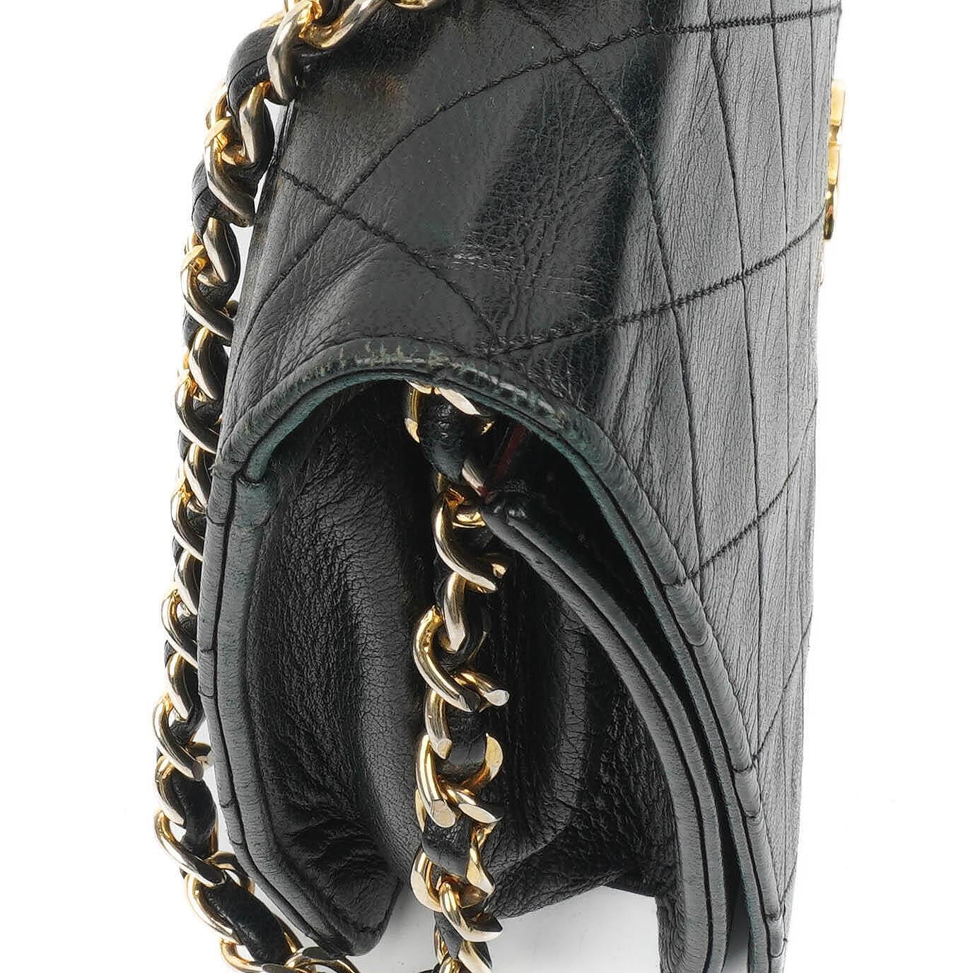 Chanel Classic Black Quilted Lambskin Full Flap With 24K Gold-Plated Hardware