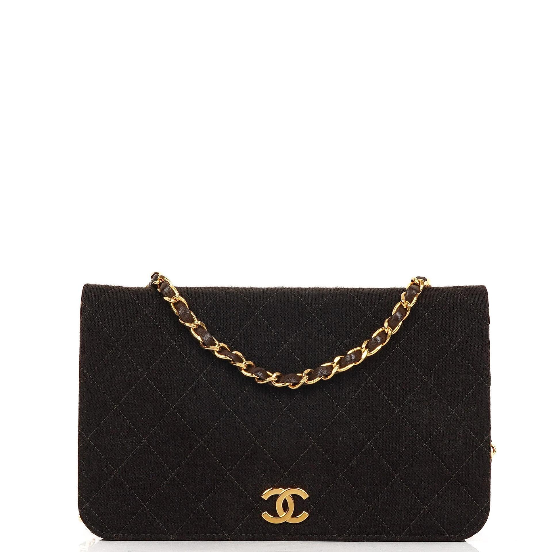 Chanel Classic Brown Quilted Jersey Full Flap Bag With 24K Gold-Plated Hardware