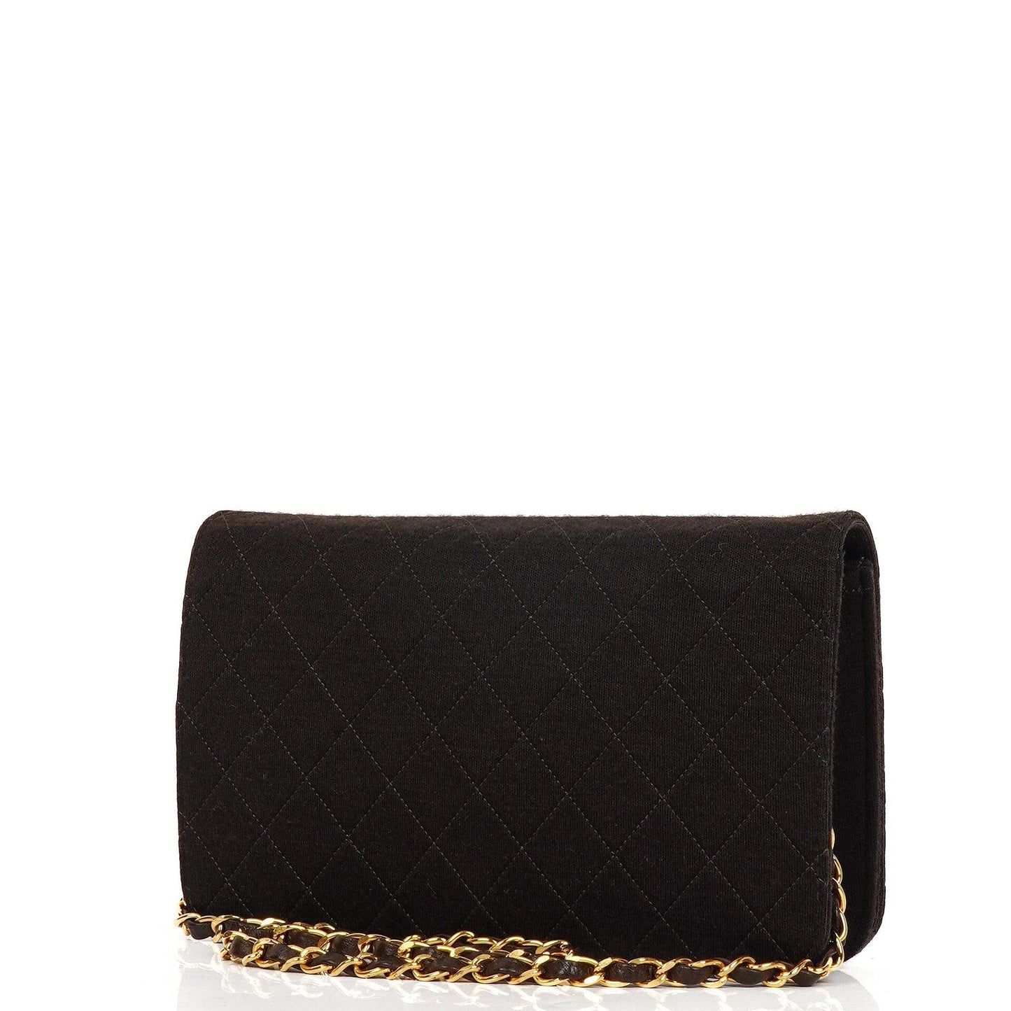 Chanel Classic Brown Quilted Jersey Full Flap Bag With 24K Gold-Plated Hardware