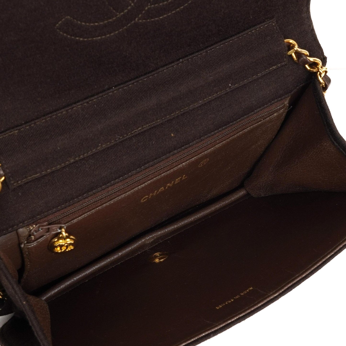 Chanel Classic Brown Quilted Jersey Full Flap Bag With 24K Gold-Plated Hardware