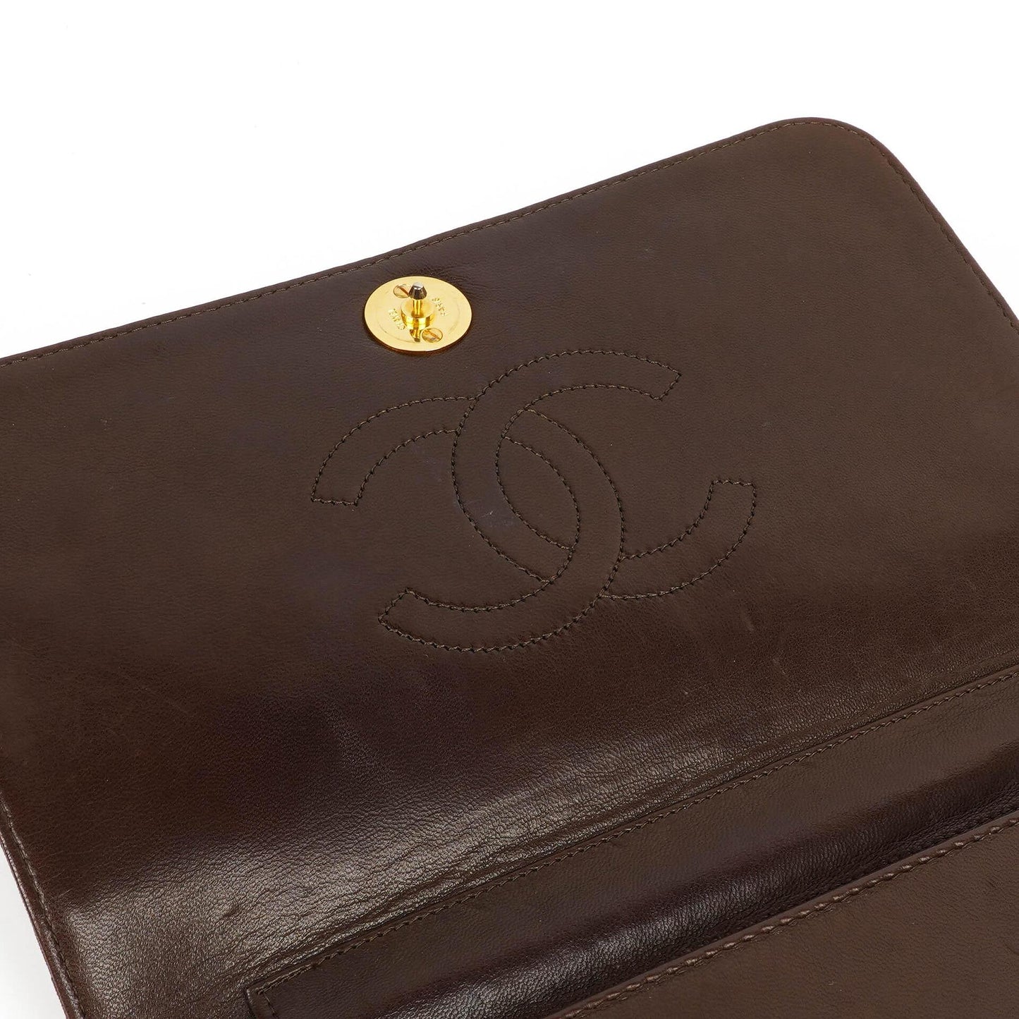 Chanel Classic Brown Quilted Lambskin Full Flap Bag With 24K Gold-Plated Hardware