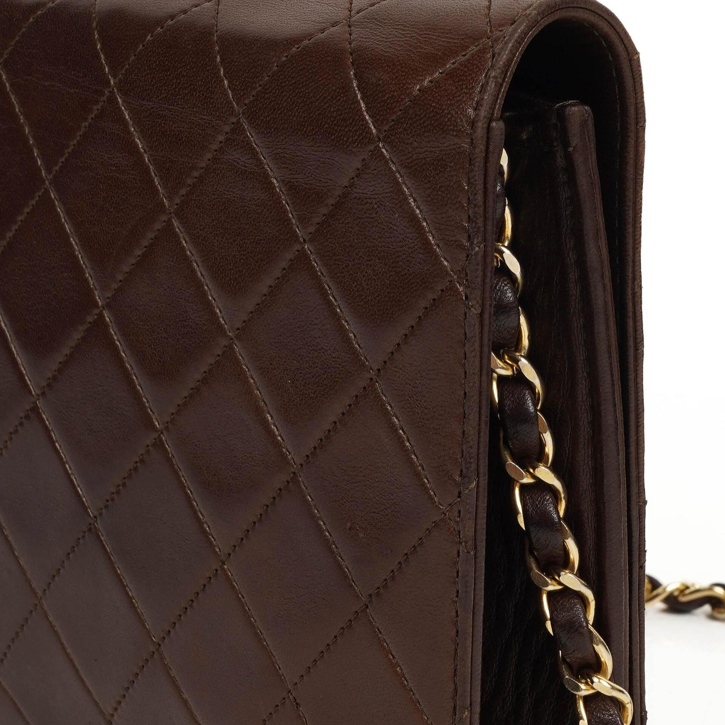 Chanel Classic Brown Quilted Lambskin Full Flap Bag With 24K Gold-Plated Hardware