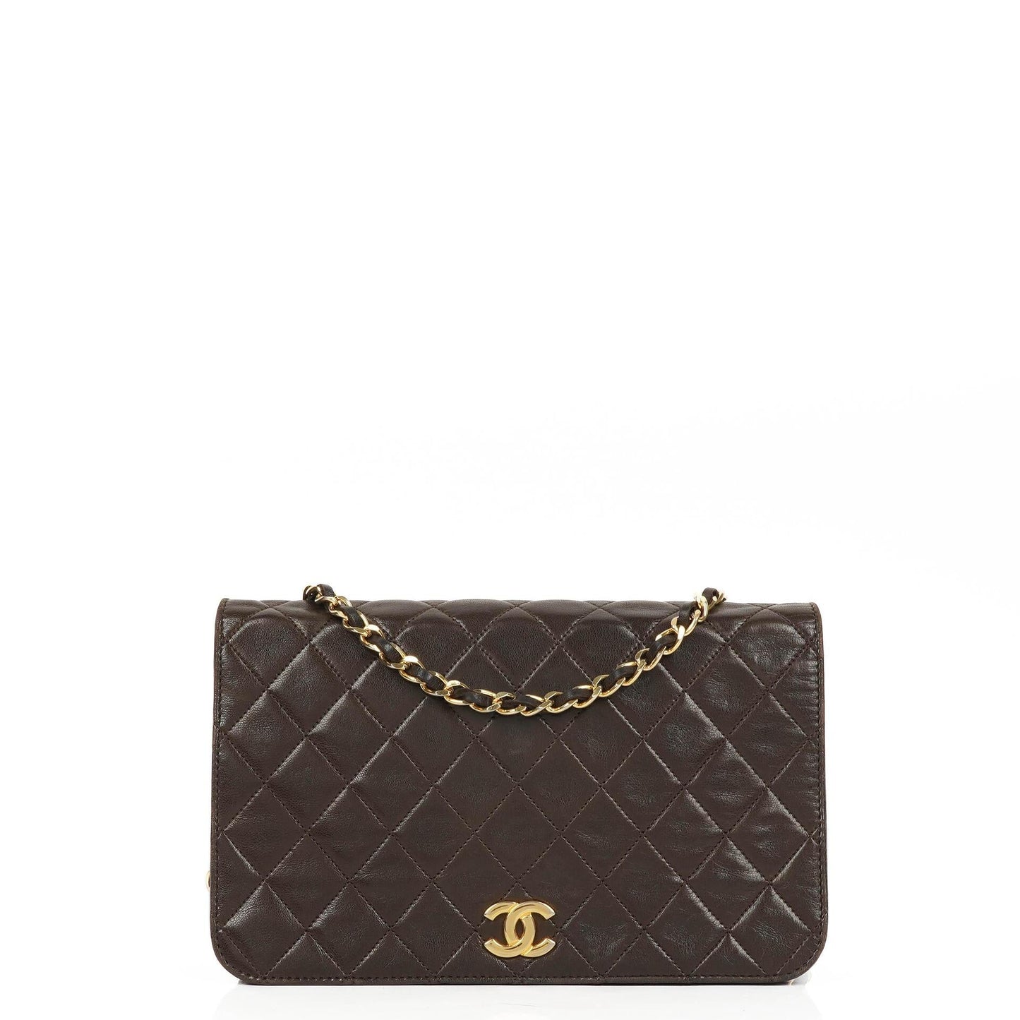 Chanel Classic Brown Quilted Lambskin Full Flap Bag With Gold-Tone Hardware