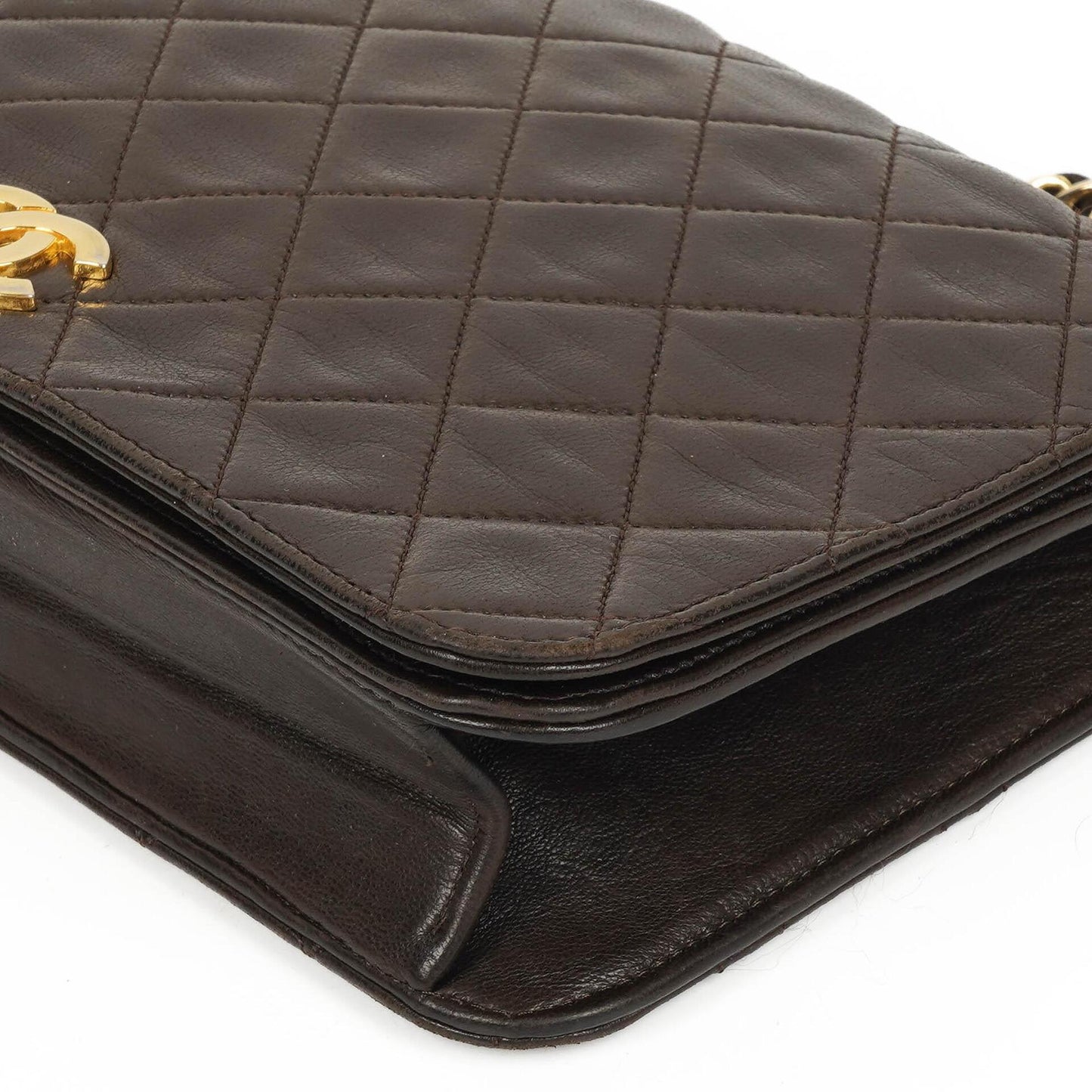 Chanel Classic Brown Quilted Lambskin Full Flap Bag With Gold-Tone Hardware