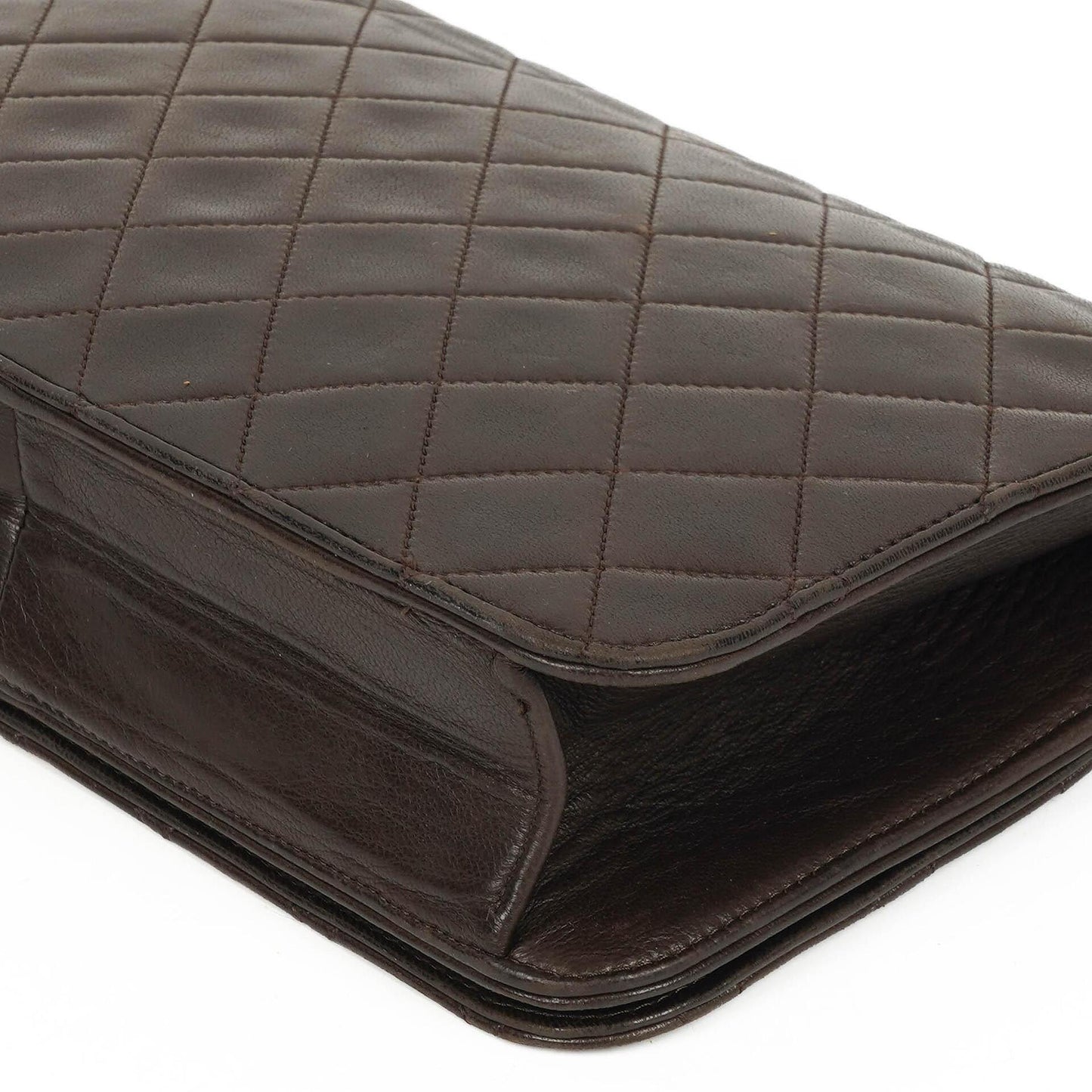 Chanel Classic Brown Quilted Lambskin Full Flap Bag With Gold-Tone Hardware