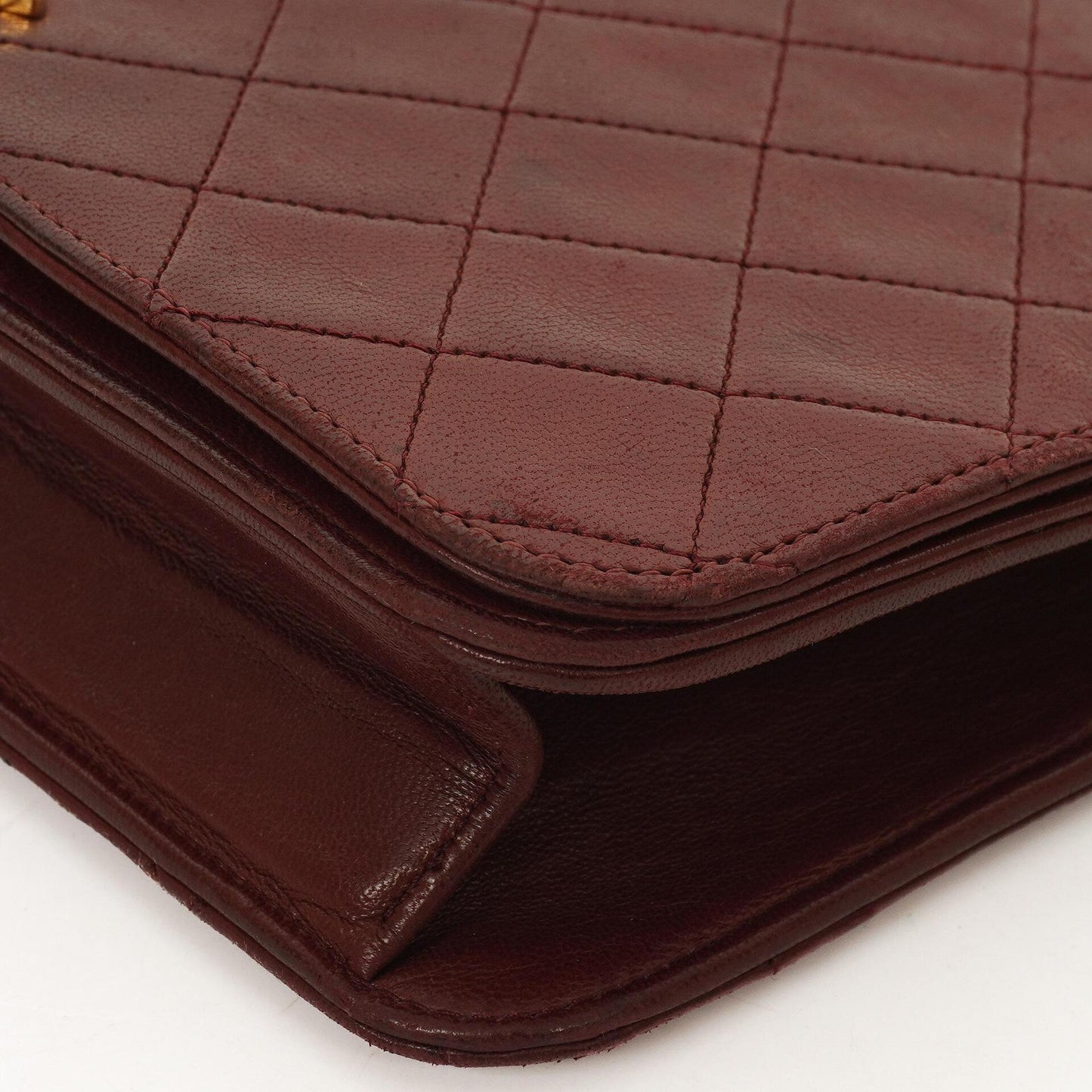 Chanel Classic Burgundy Quilted Lambskin Full Flap Bag With 24K Gold-Plated Hardware