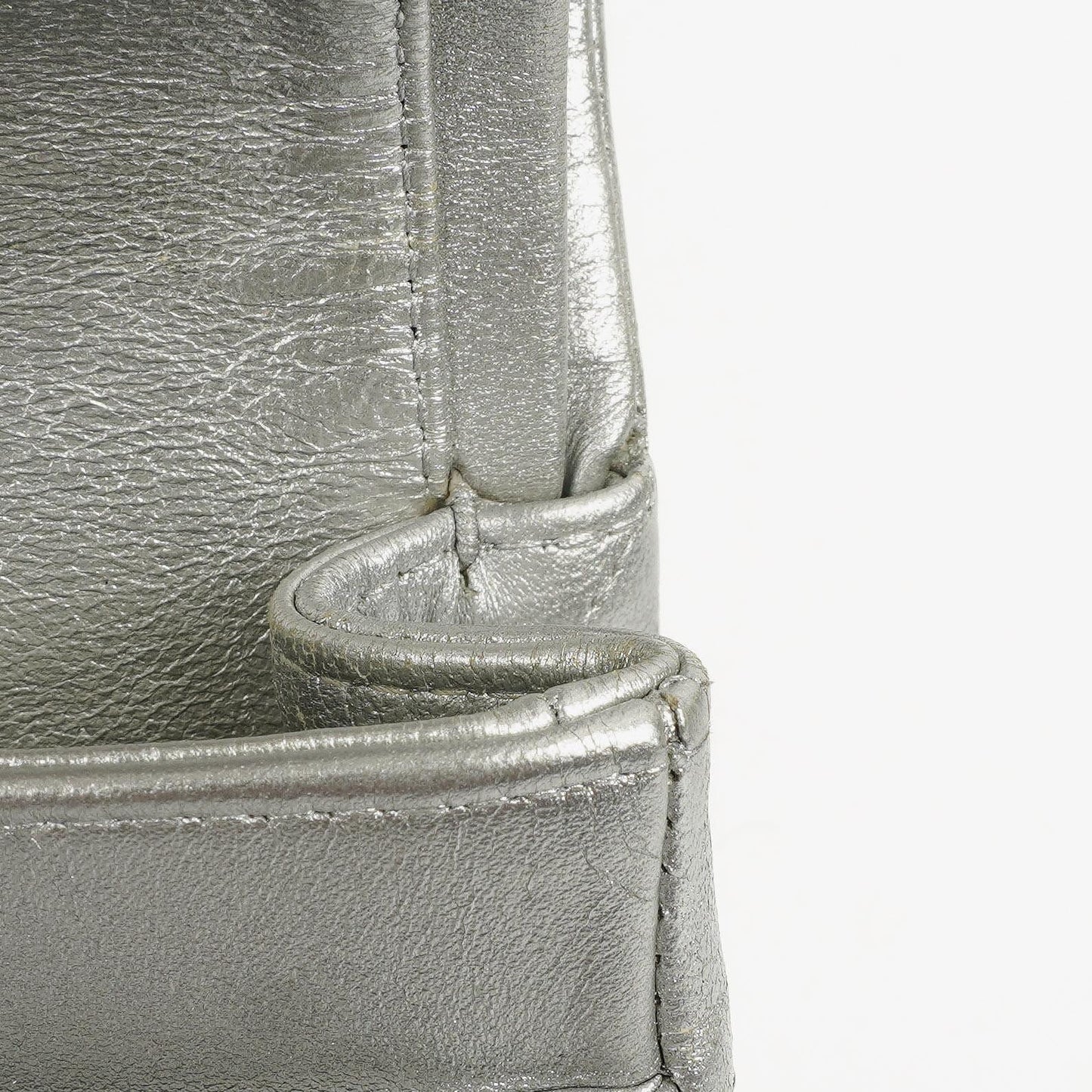 Chanel Classic Double Flap Bag Metallic Silver Quilted Lambskin With Silver-Tone Hardware