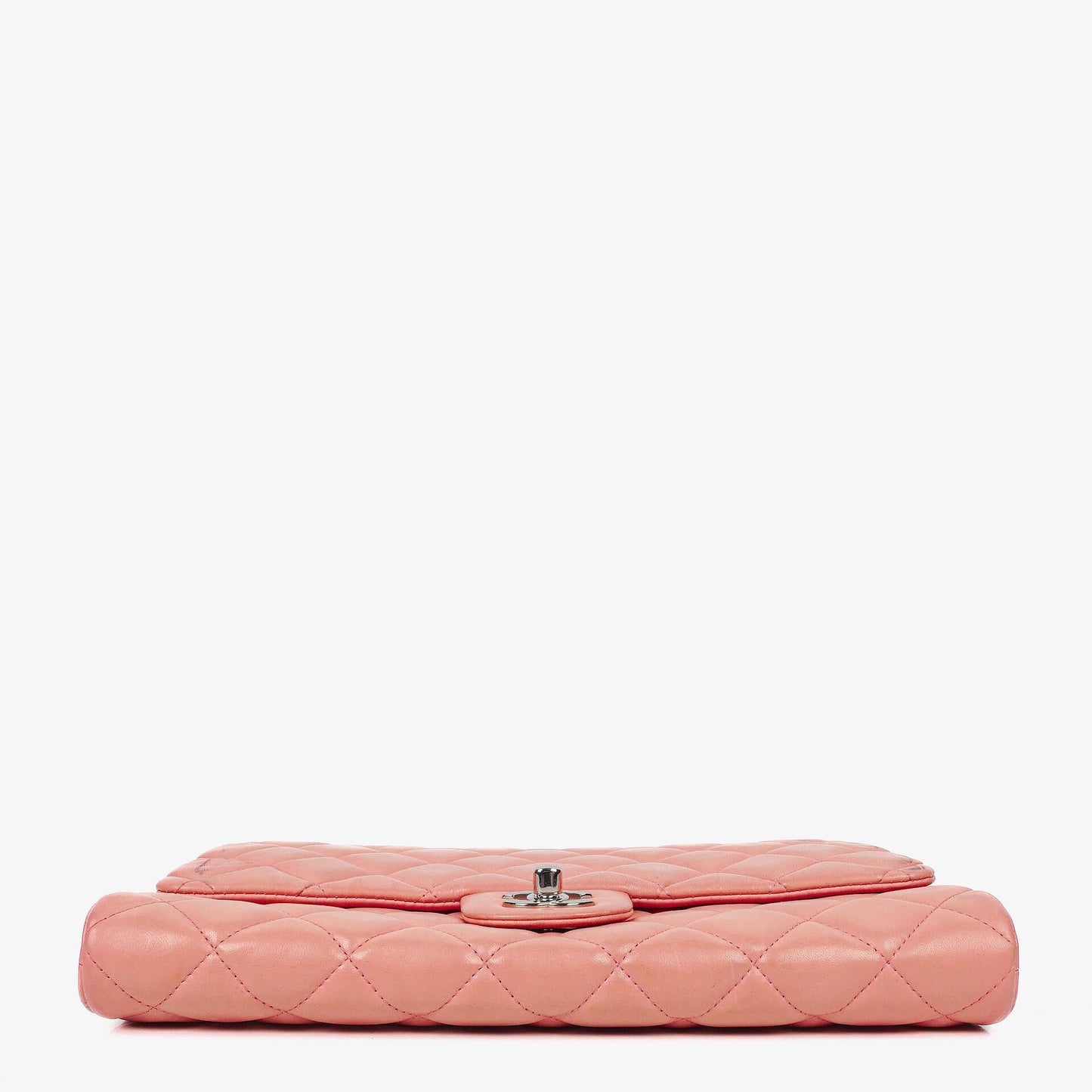 Chanel Classic Flap Clutch With Chain Quilted Leather With Silver-Tone Hardware