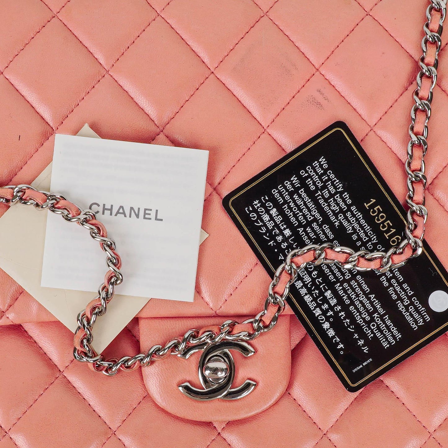 Chanel Classic Flap Clutch With Chain Quilted Leather With Silver-Tone Hardware
