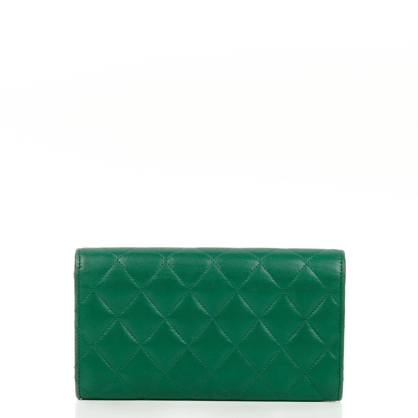 Chanel Classic Flap Long Wallet In Green Quilted Leather