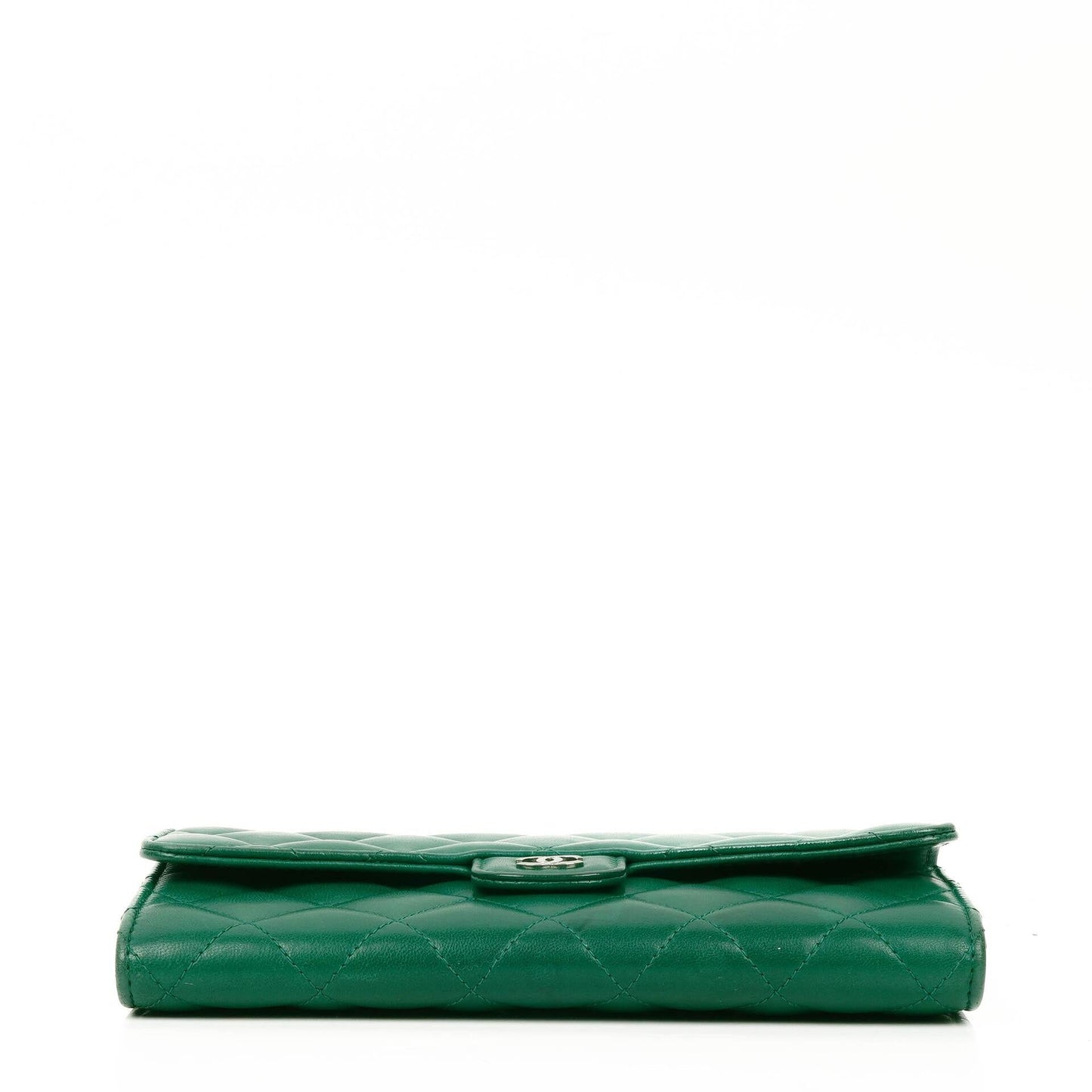 Chanel Classic Flap Long Wallet In Green Quilted Leather