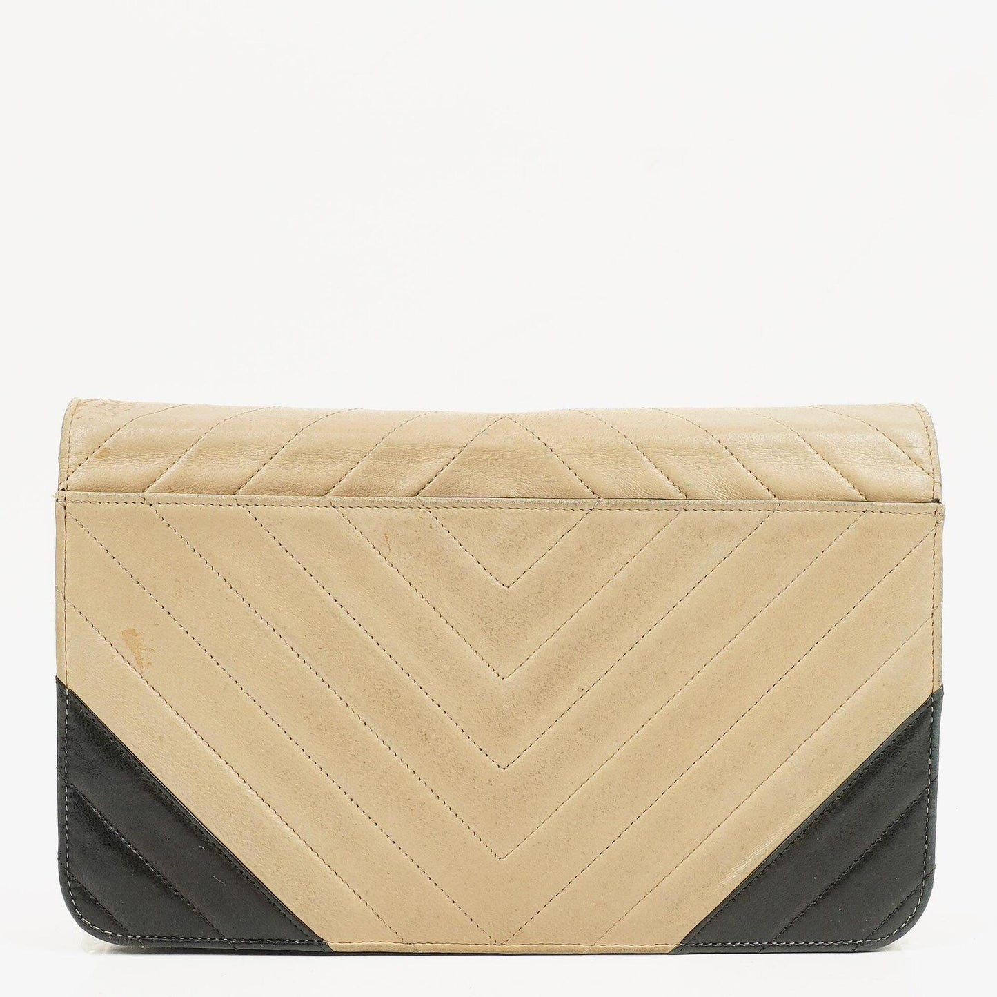 Chanel Classic Full Flap Bag Beige Chevron Quilted Leather 24K Gold-Plated Hardware