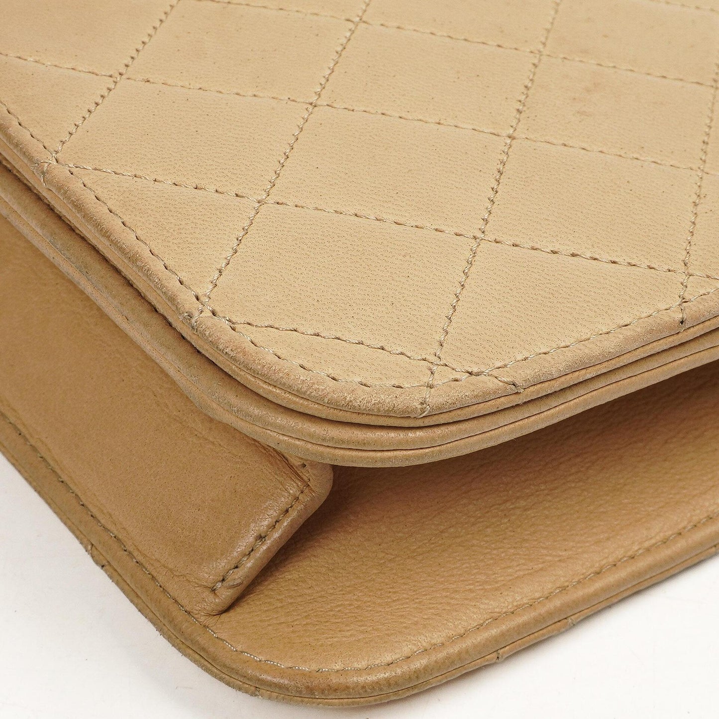 Chanel Classic Full Flap Bag Beige Quilted Lambskin 24K Gold-Plated Hardware