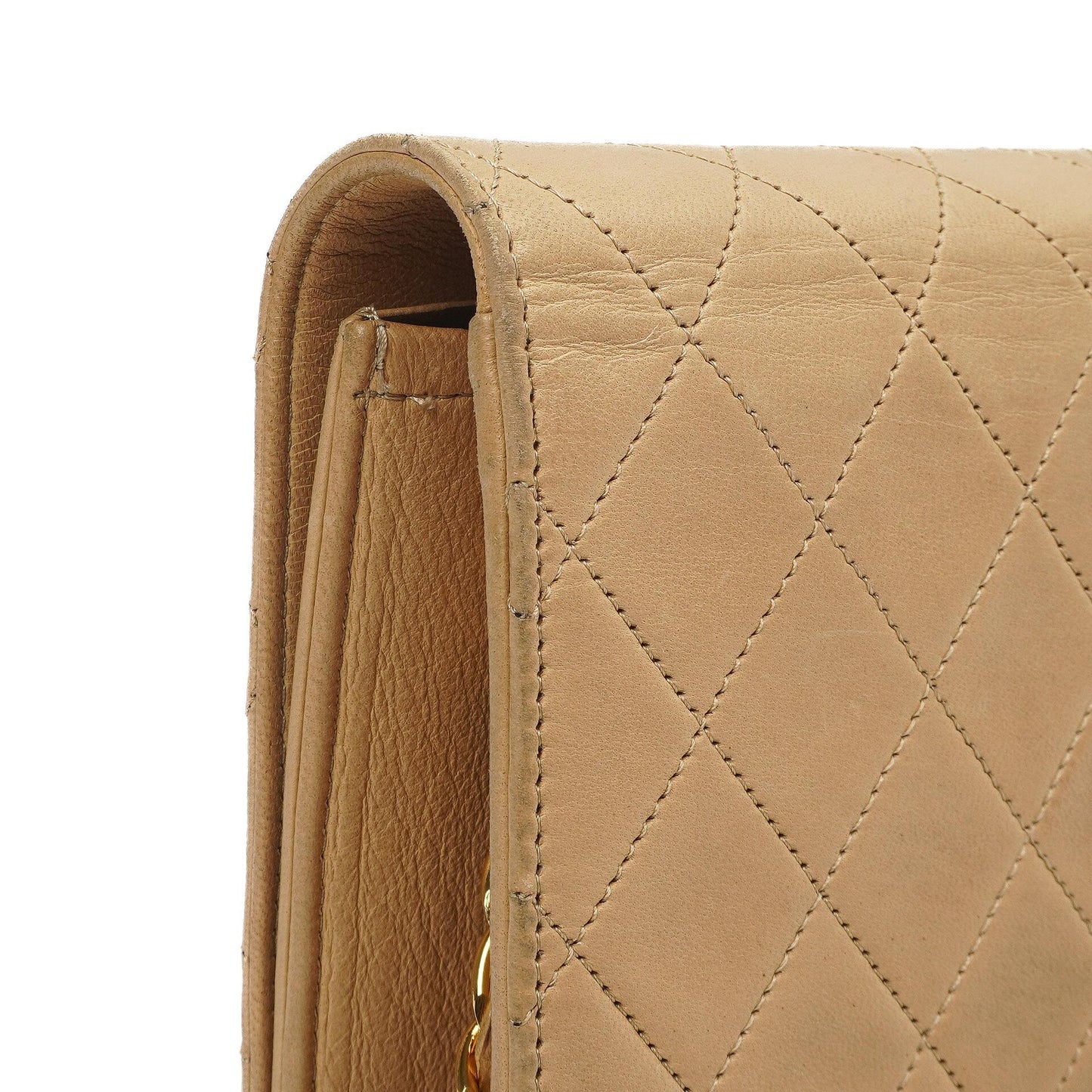 Chanel Classic Full Flap Bag Beige Quilted Lambskin 24K Gold-Plated Hardware