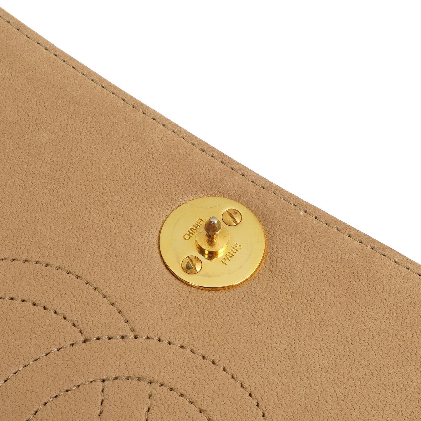 Chanel Classic Full Flap Bag Beige Quilted Lambskin 24K Gold-Plated Hardware