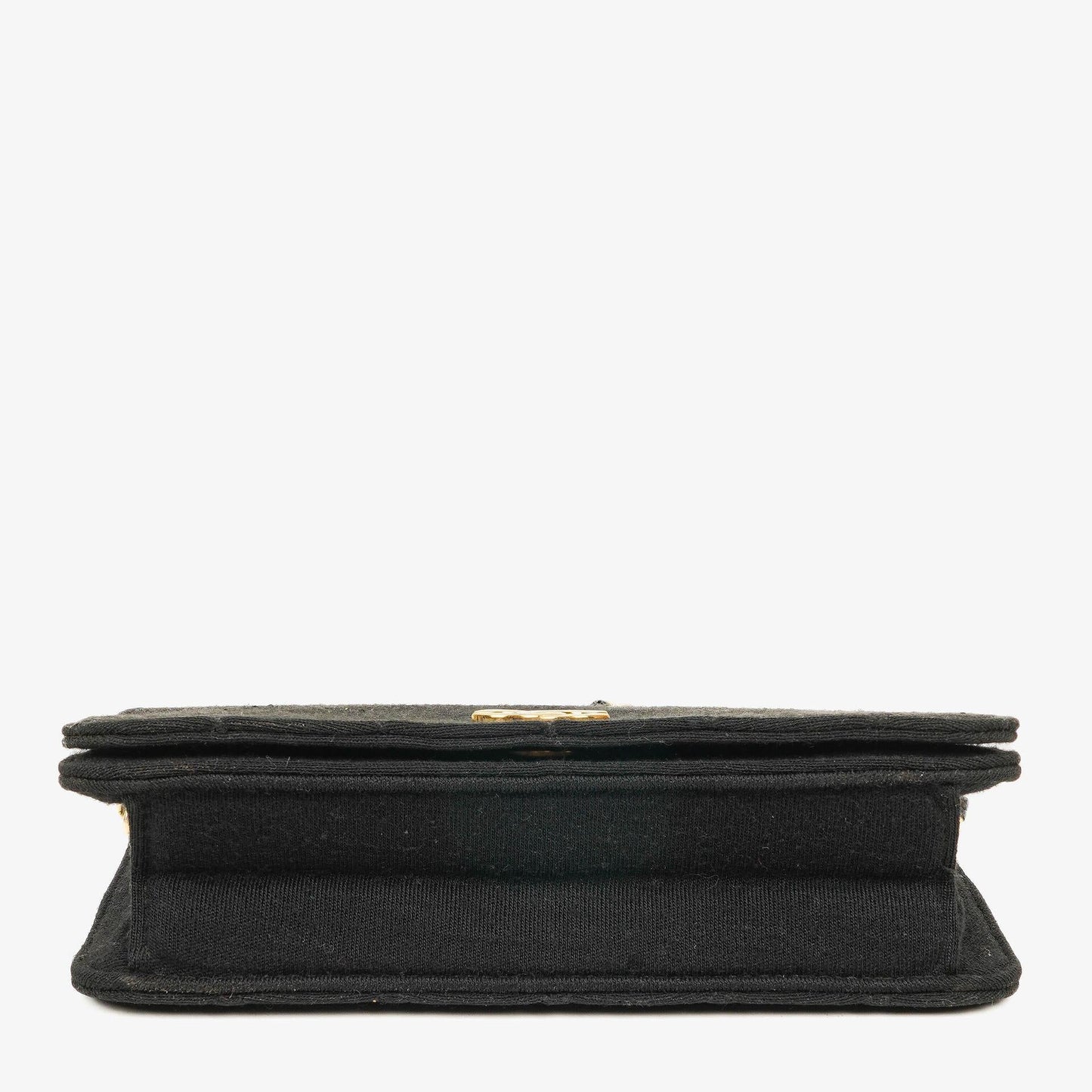 Chanel Classic Full Flap Bag Black Quilted Jersey And Leather 24K Gold-Plated Hardware