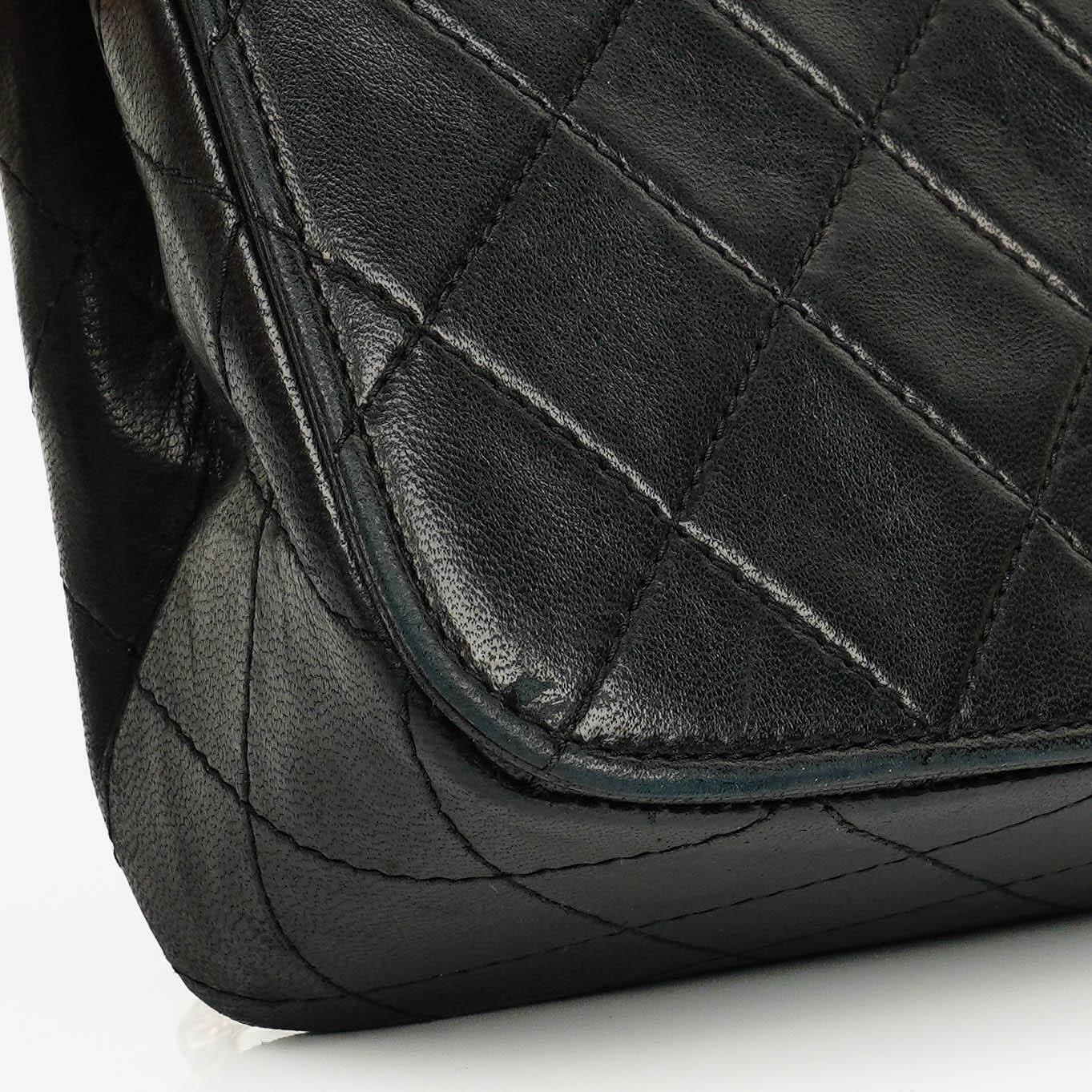 Chanel Full Flap Bag Black Quilted Leather 24K Gold-Plated Hardware