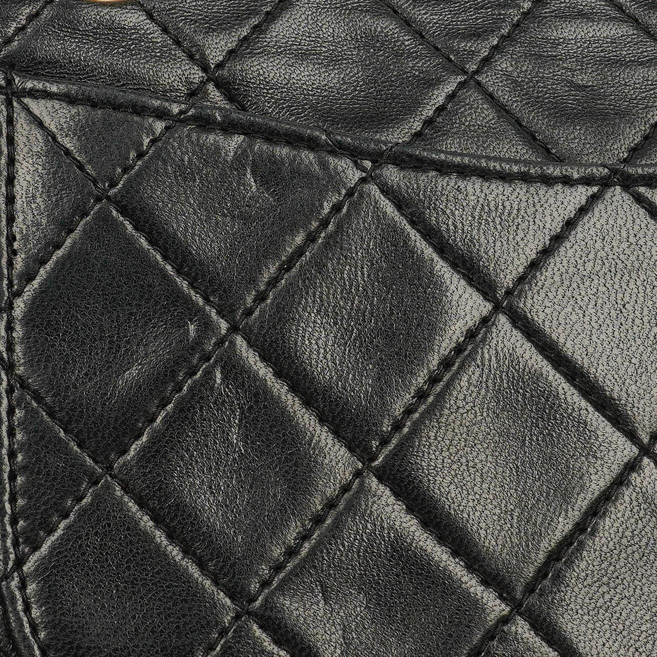 Chanel Full Flap Bag Black Quilted Leather 24K Gold-Plated Hardware