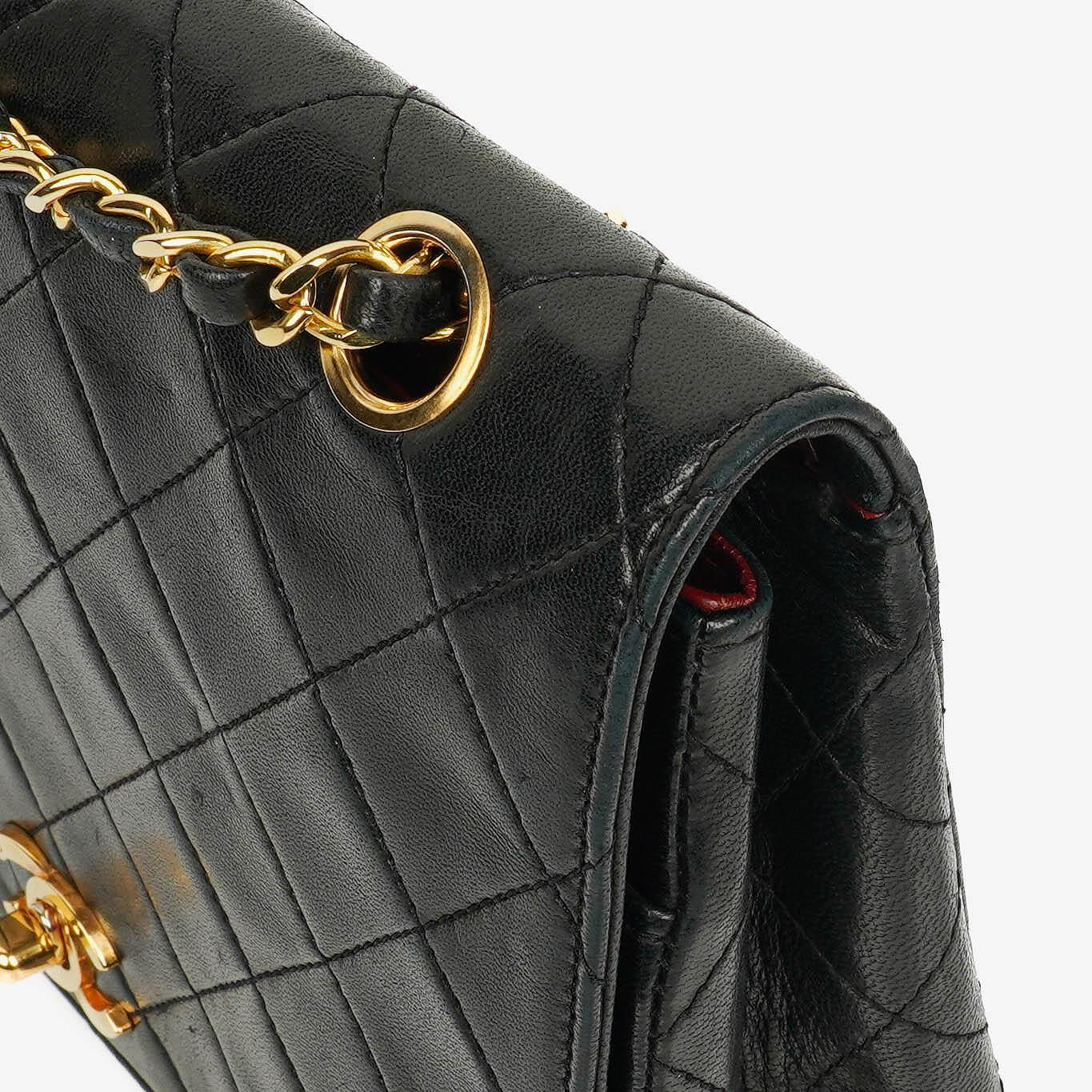 Chanel Full Flap Bag Black Quilted Leather 24K Gold-Plated Hardware