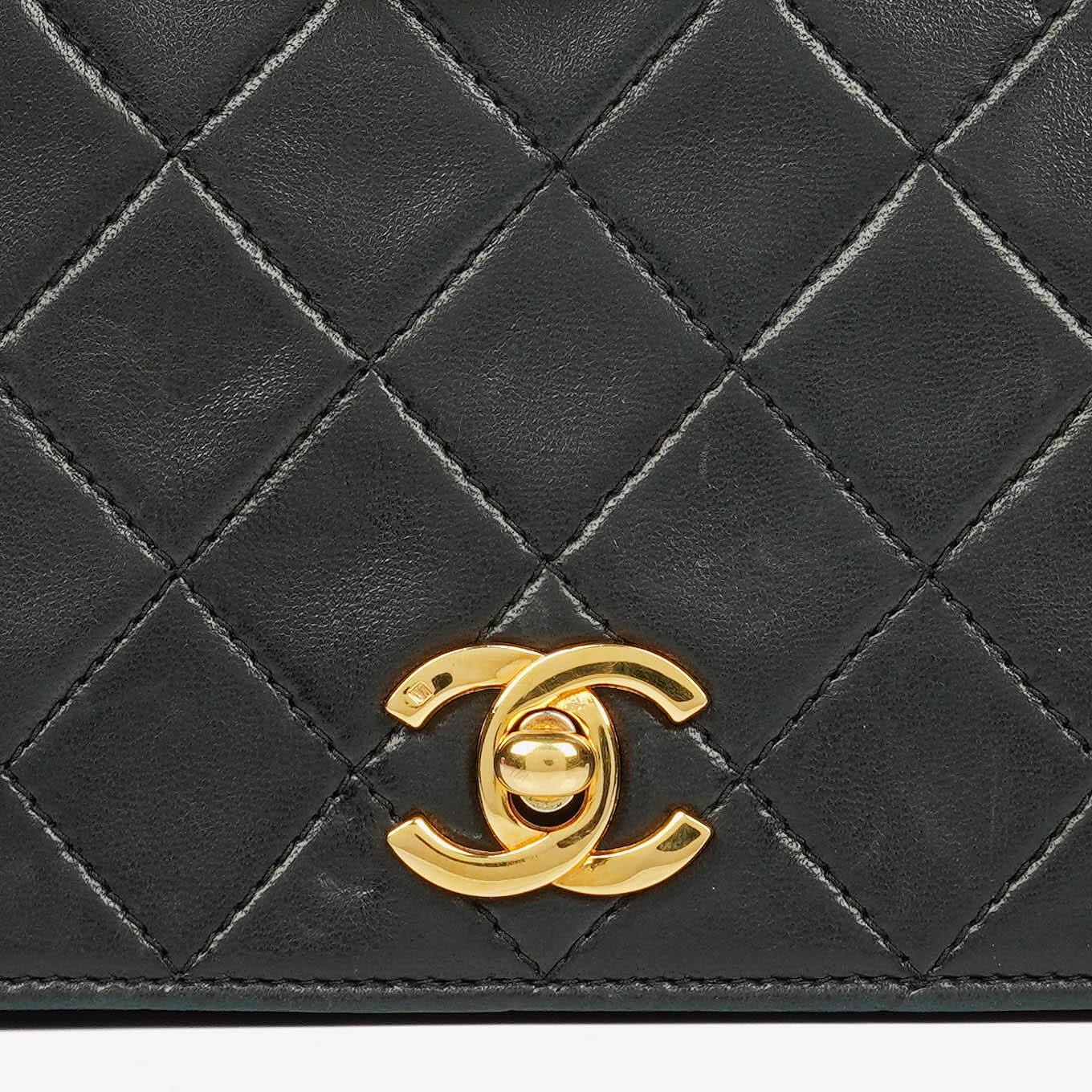 Chanel Full Flap Bag Black Quilted Leather 24K Gold-Plated Hardware