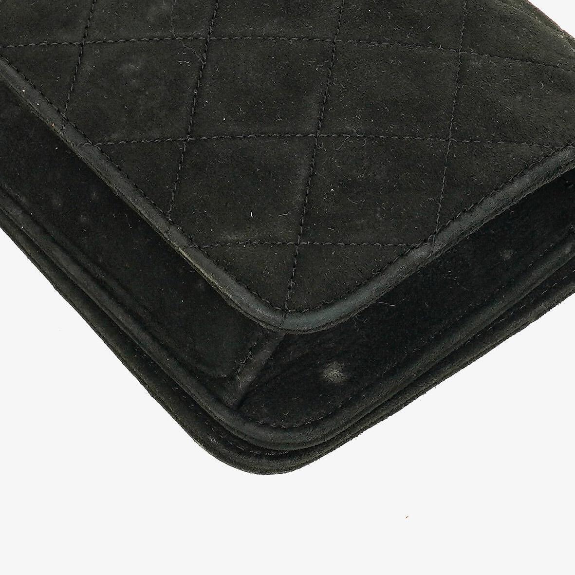 Chanel Classic Full Flap Bag Black Quilted Suede
