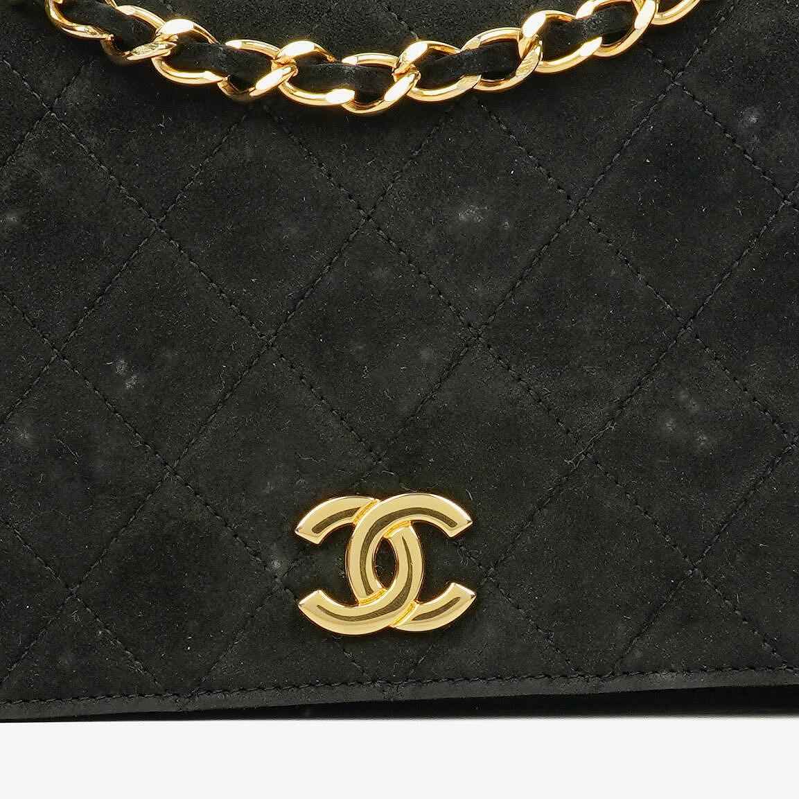 Chanel Classic Full Flap Bag Black Quilted Suede
