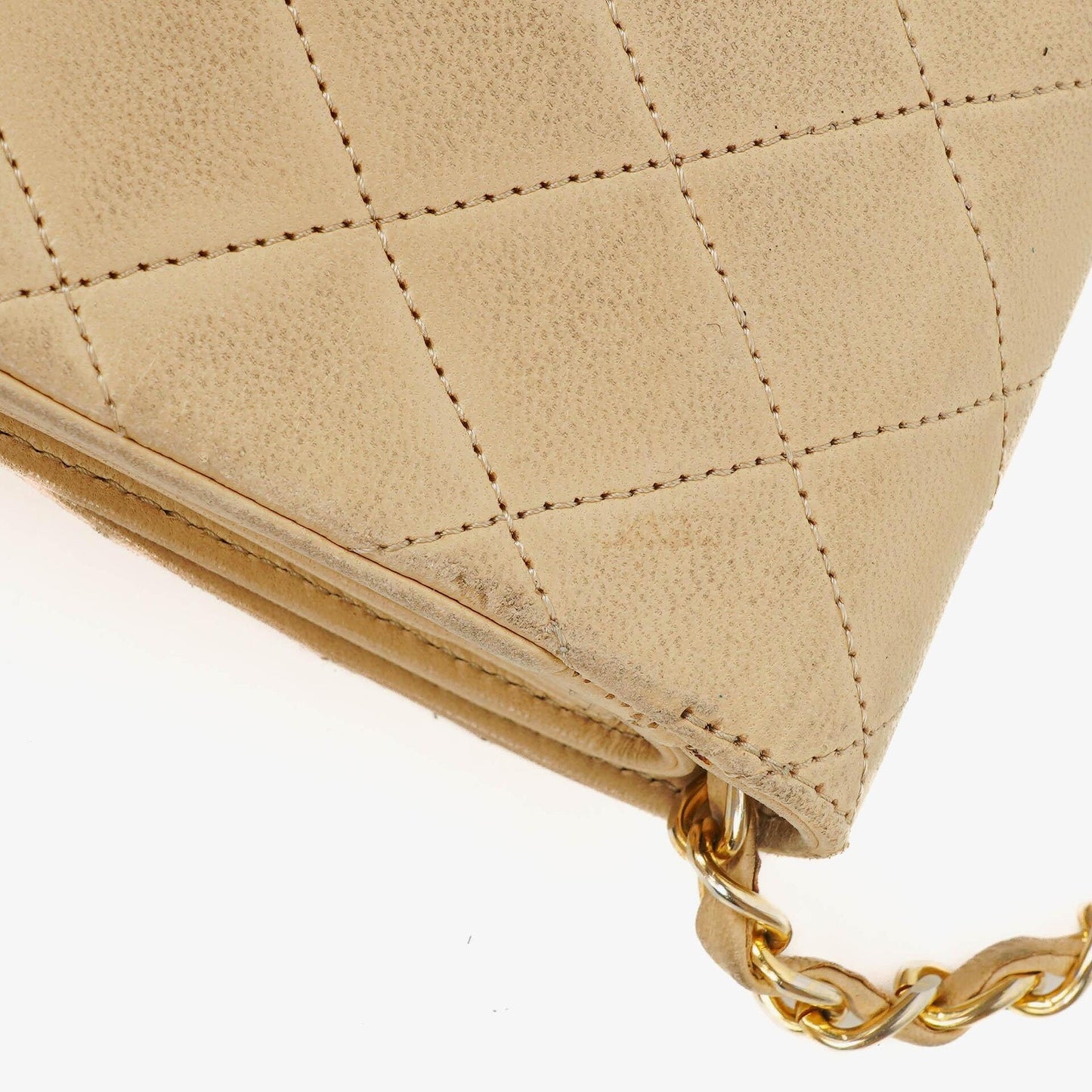 Chanel Classic Half Moon Double Flap Bag In Beige Quilted Lambskin And 24K Gold-Plated Hardware