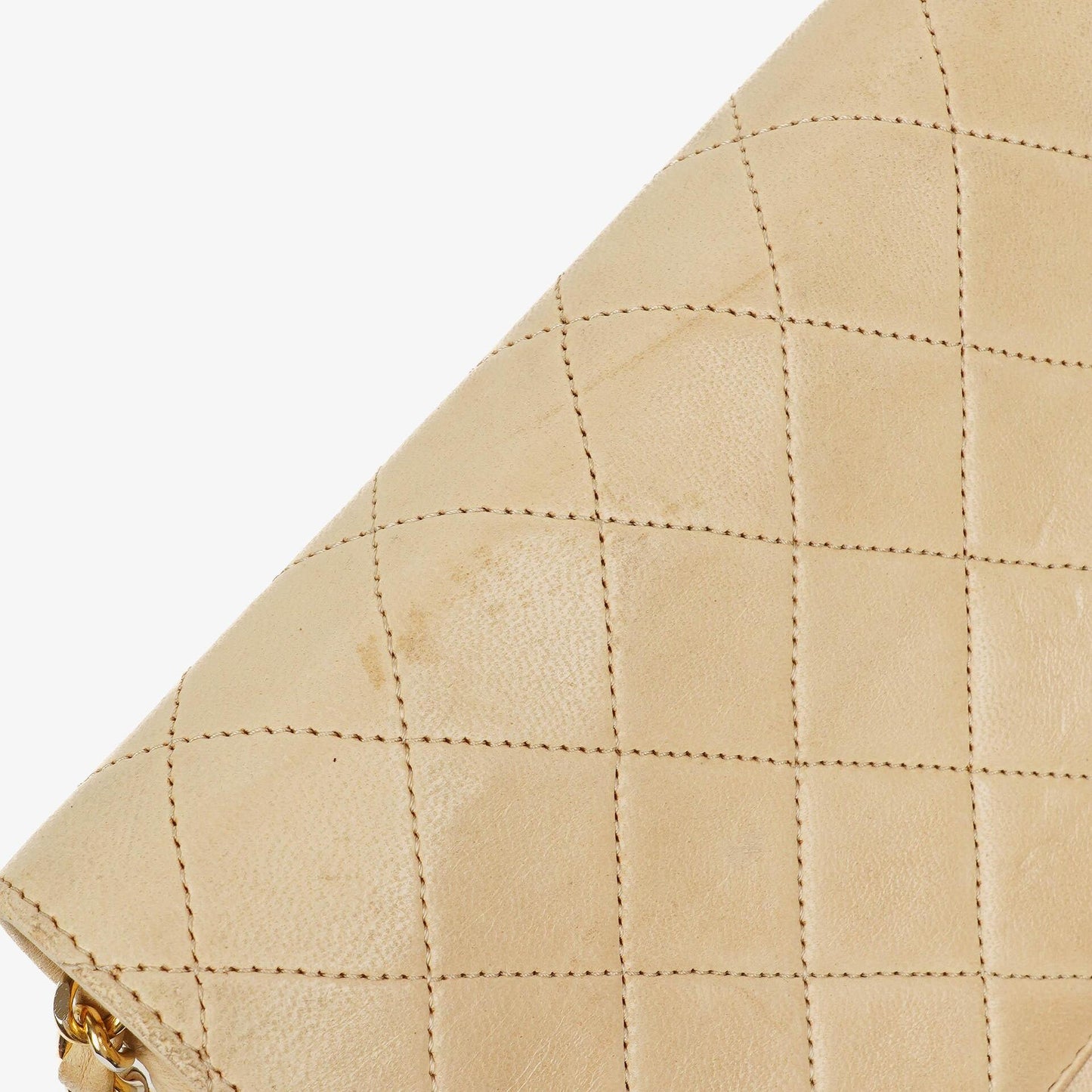 Chanel Classic Half Moon Double Flap Bag In Beige Quilted Lambskin And 24K Gold-Plated Hardware