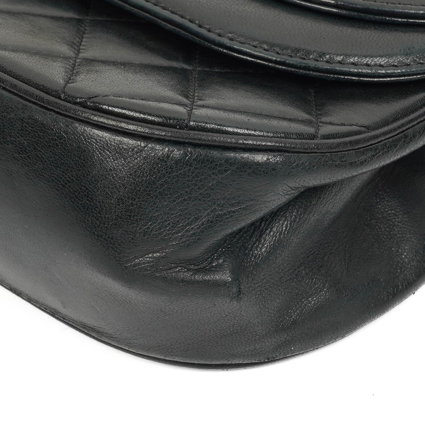 Chanel Classic Half Moon Double Flap Bag In Black Quilted Lambskin And 24K Gold-Plated Hardware