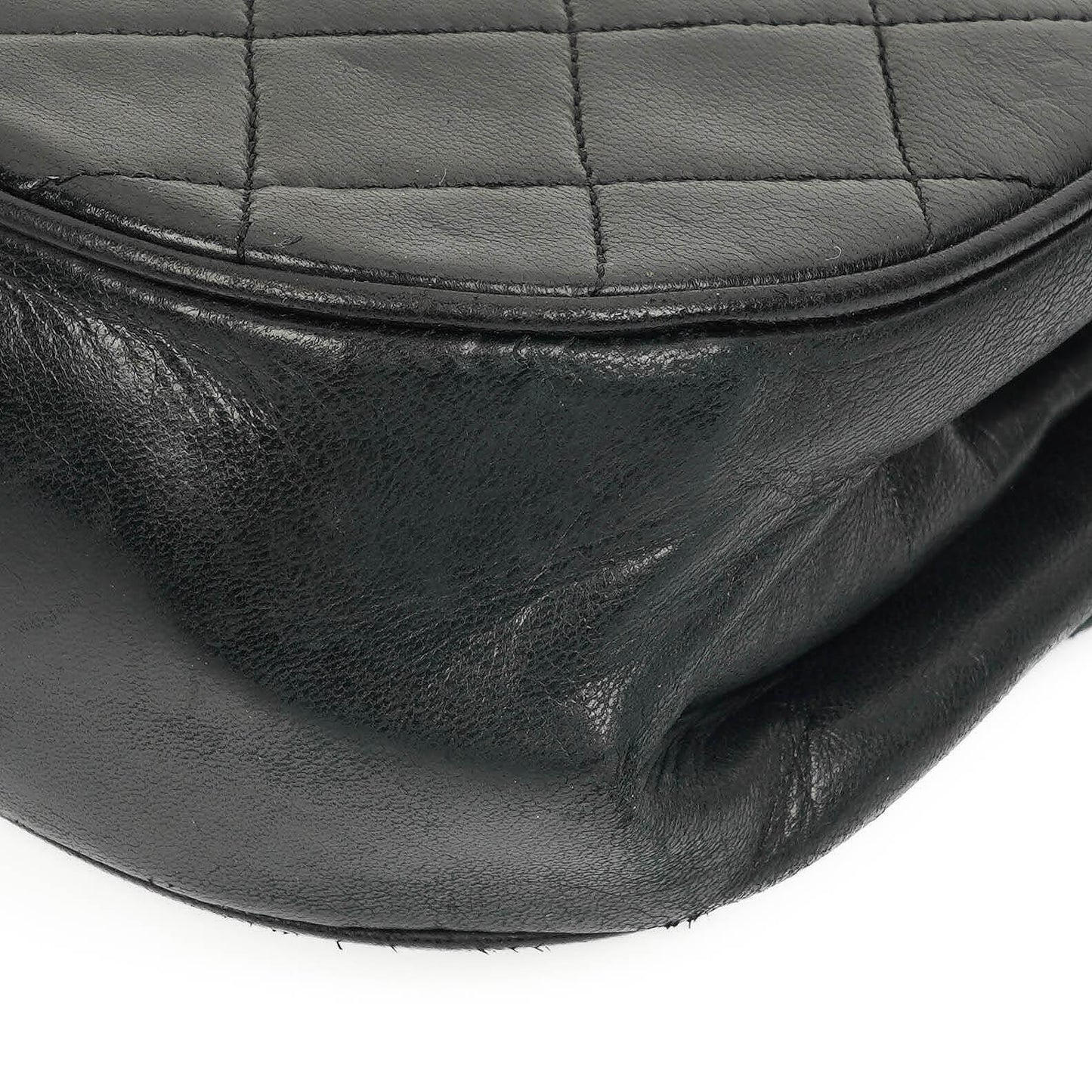 Chanel Classic Half Moon Double Flap Bag In Black Quilted Lambskin And 24K Gold-Plated Hardware