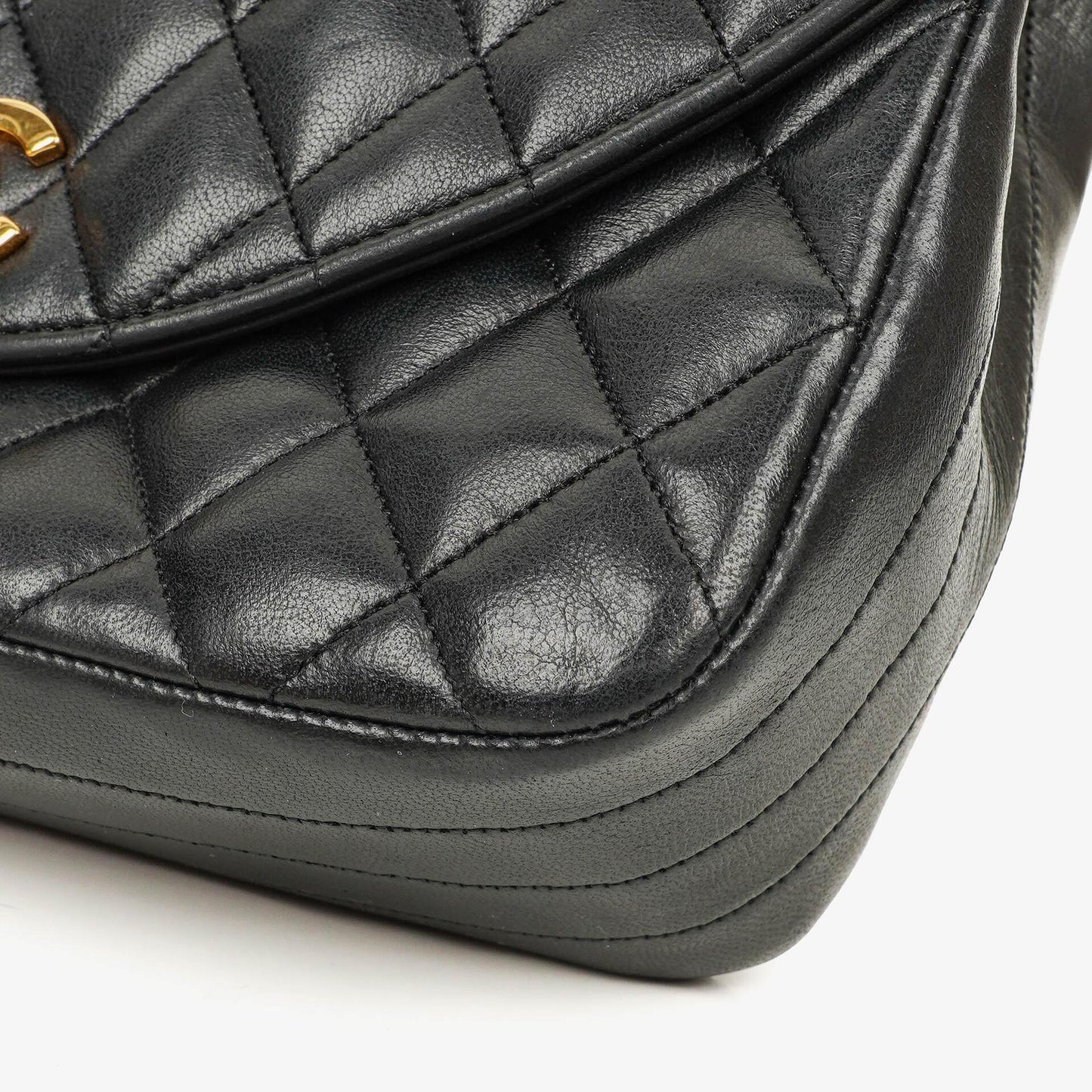 Chanel Classic Half-Moon Single Flap Bag Black Quilted Lambskin With 24K Gold-Plated Hardware