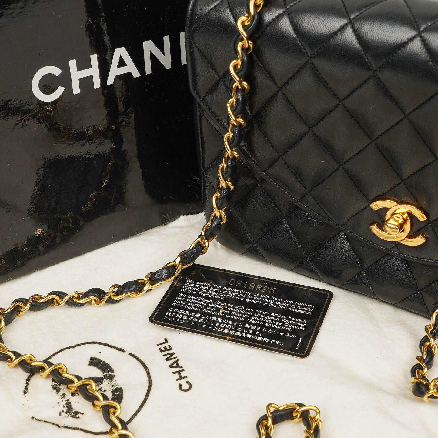 Chanel Classic Half-Moon Single Flap Bag Black Quilted Lambskin With 24K Gold-Plated Hardware