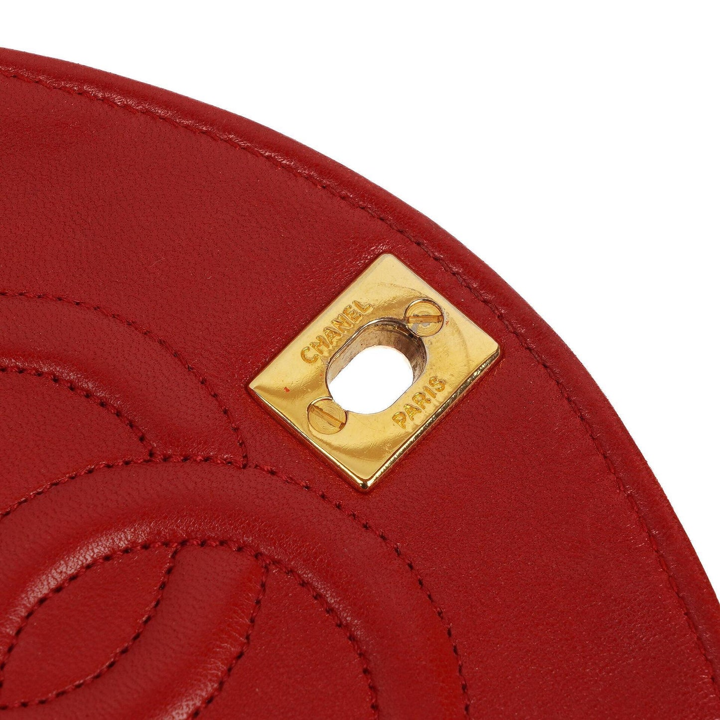 Chanel Classic Half-Moon Single Flap Bag Red Quilted Lambskin With 24K Gold-Plated Hardware