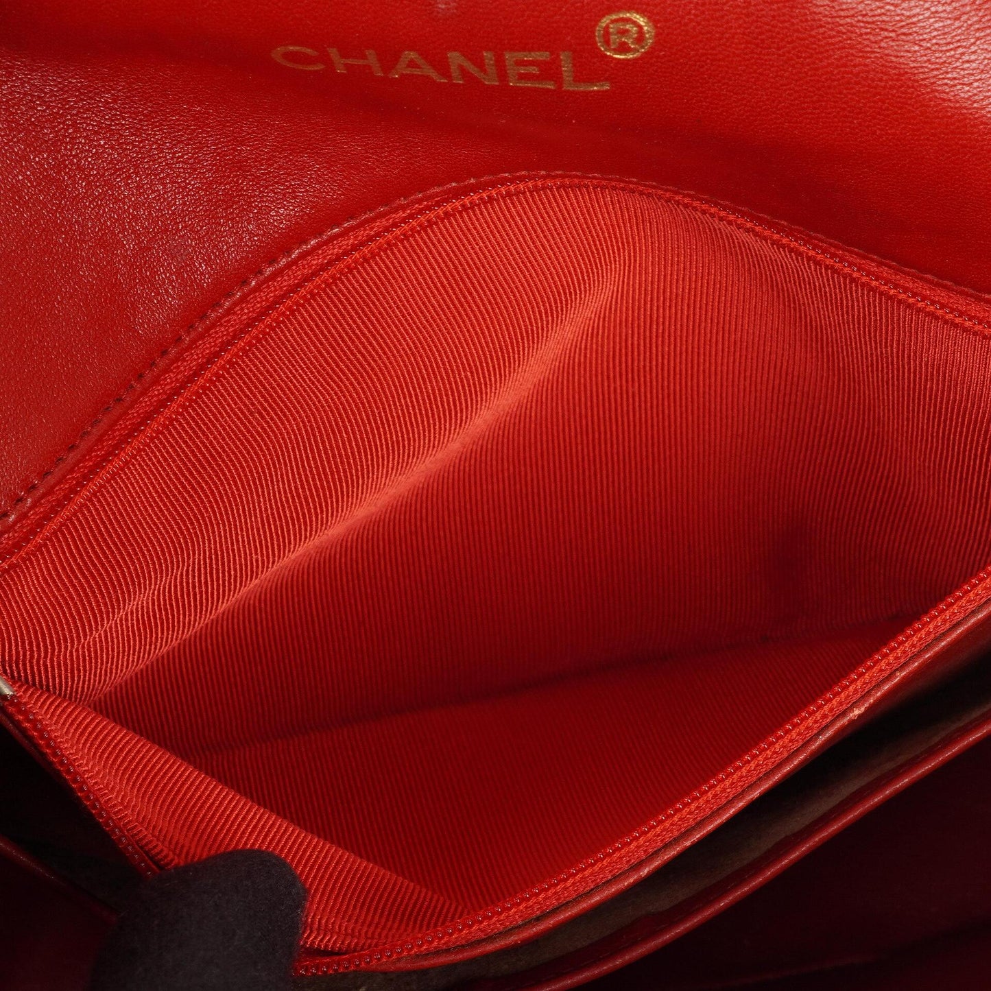 Chanel Classic Half-Moon Single Flap Bag Red Quilted Lambskin With 24K Gold-Plated Hardware