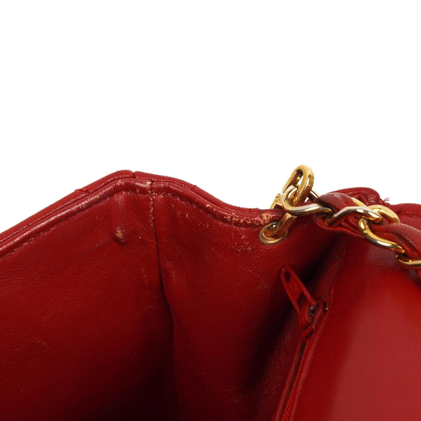 Chanel Classic Half-Moon Single Flap Bag Red Quilted Lambskin With 24K Gold-Plated Hardware