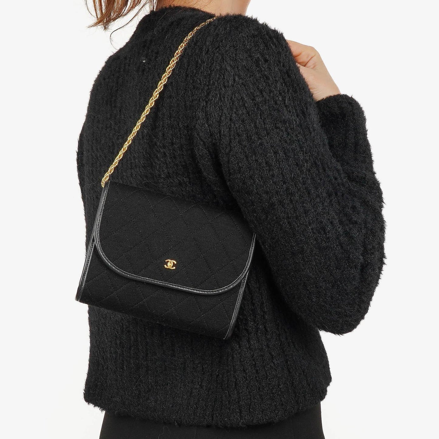 Chanel Classic Jursey Single Flap Bag Wallet on Chain With 24K Gold-Plated Hardware