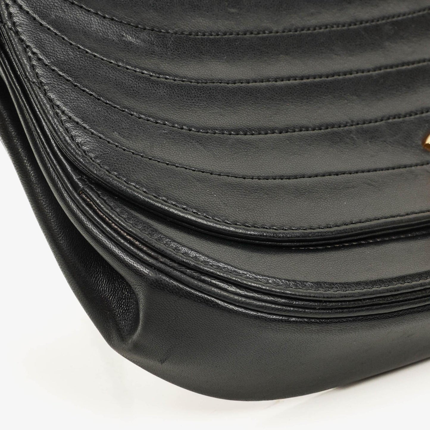 Chanel Classic Lambskin Half Moon Black Flap Bag With 24K Gold-Plated Hardware