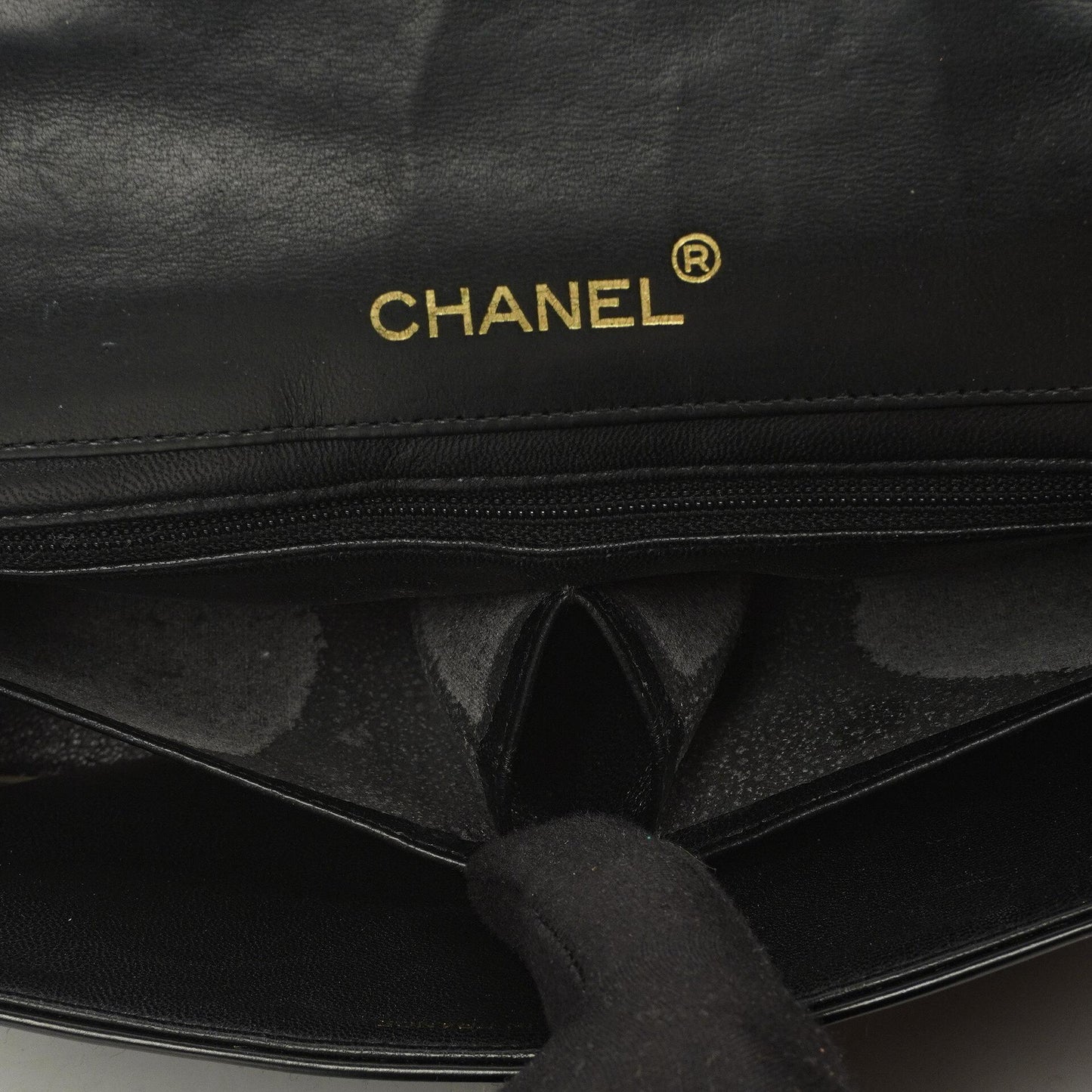 Chanel Classic Maxi Logo Full Flap Bag Black Quilted Patent Leather With 24K Gold-Plated Hardware