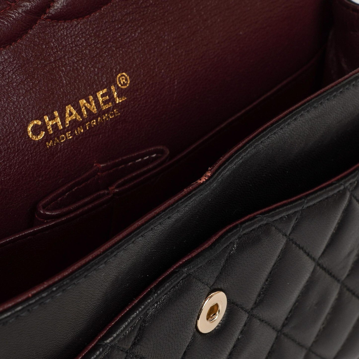 Chanel Classic Medium Double Flap Bag Black Quilted Lambskin 24K Gold-Plated Hardware