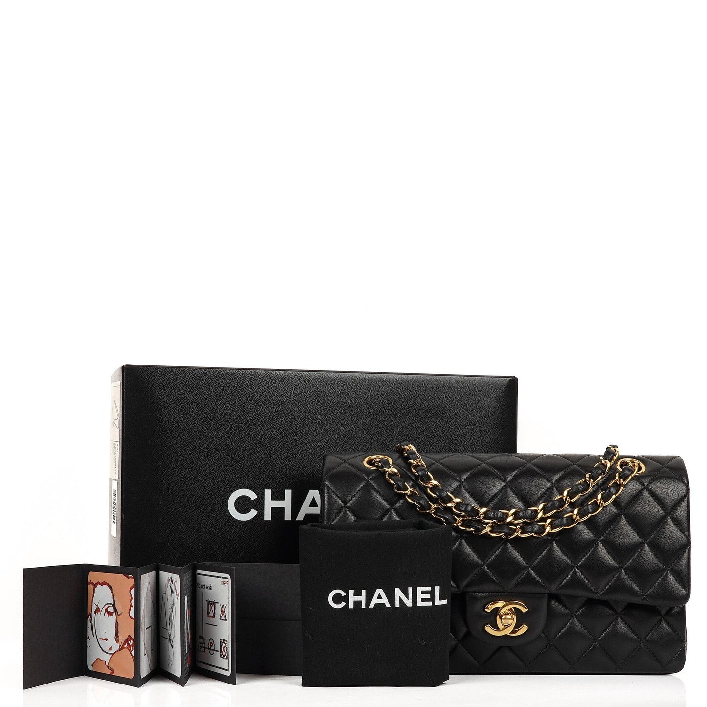 Chanel Classic Medium Double Flap Bag Black Quilted Lambskin 24K Gold-Plated Hardware