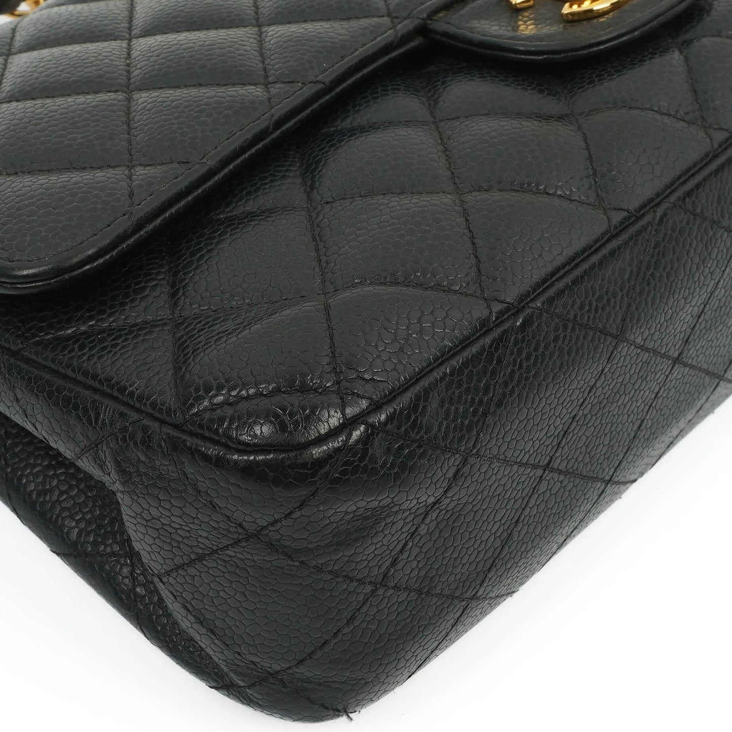 Chanel Classic Medium Double Flap Bag In Black Quilted Caviar Leather With 24K Gold-Plated Hardware