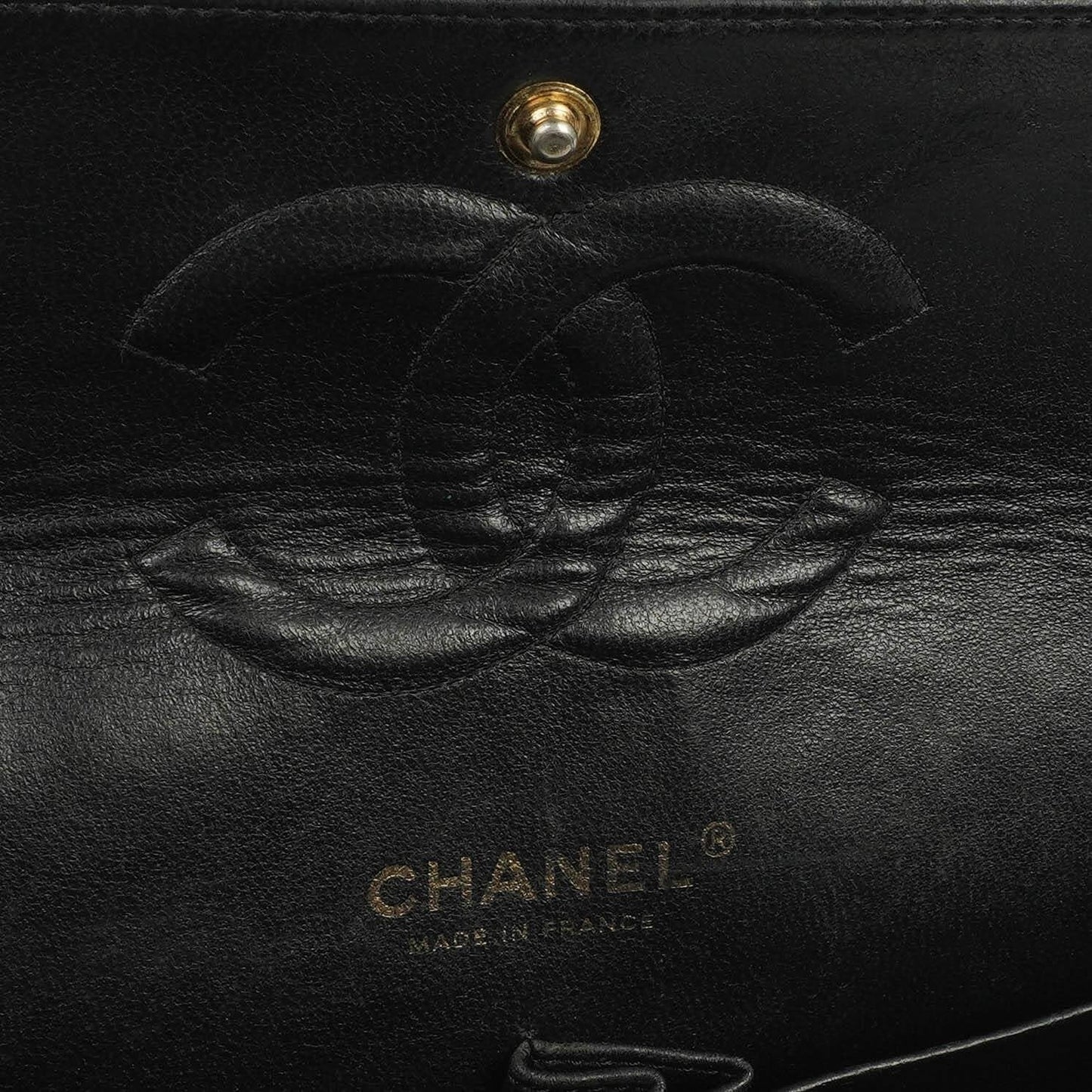 Chanel Classic Medium Double Flap Bag In Black Quilted Caviar Leather With 24K Gold-Plated Hardware