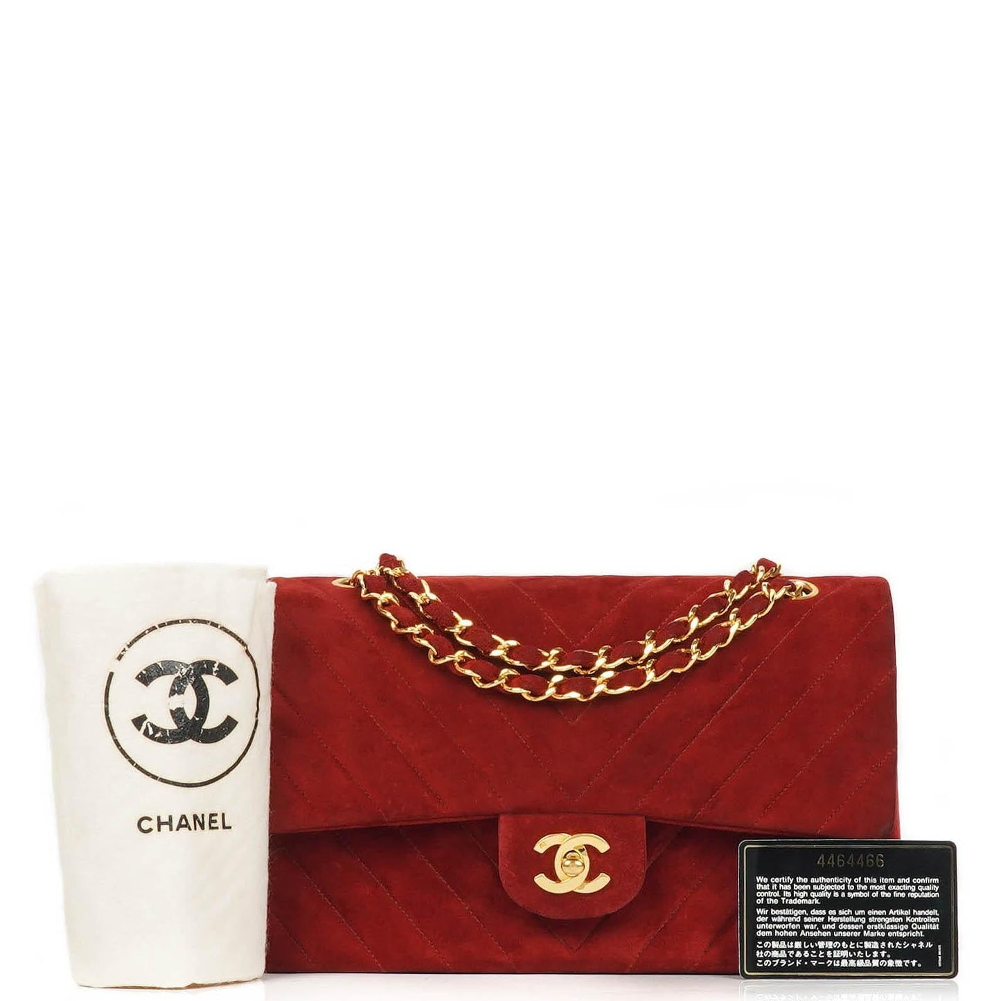 Chanel Classic Medium Double Flap Bag In Red Quilted Suede And 24K Gold-Plated Hardware
